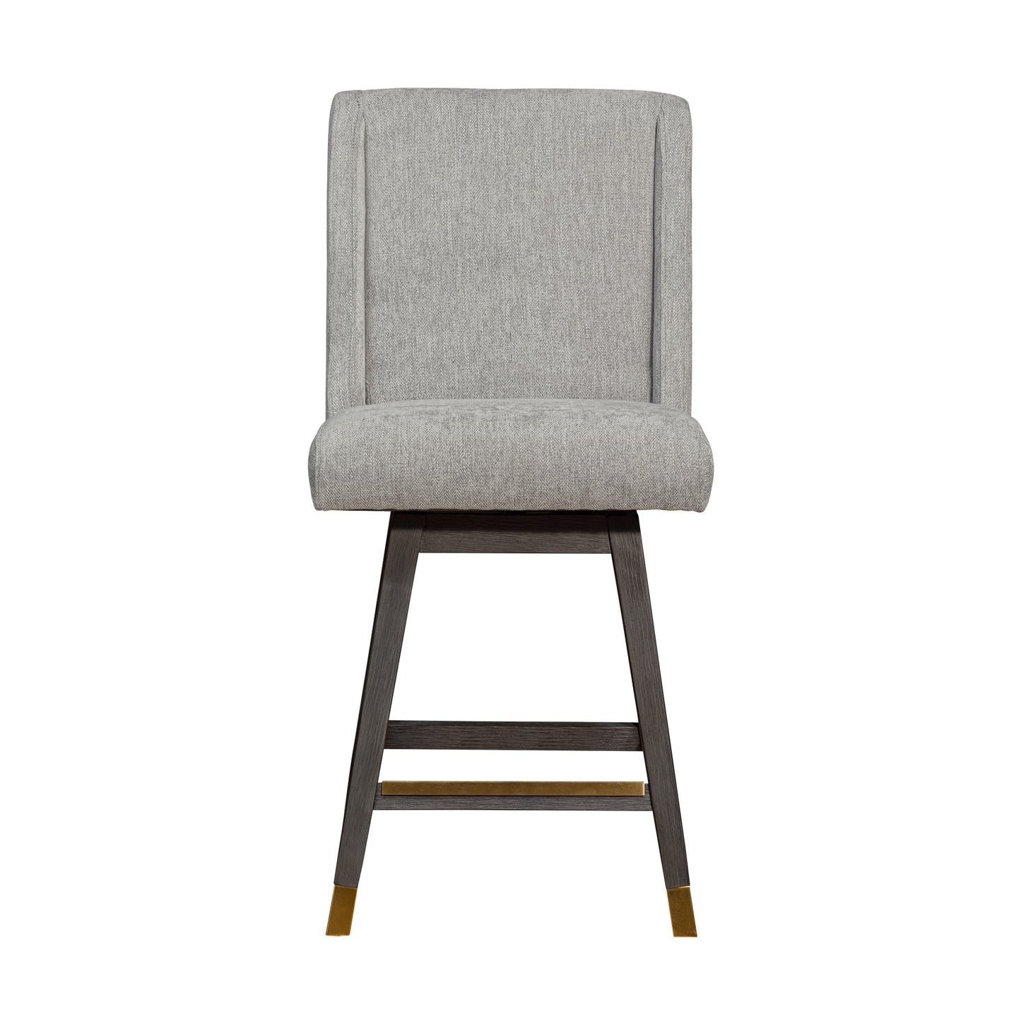 Stancoste Swivel Counter Stool in Gray Oak Wood Finish with Mocha Fabric