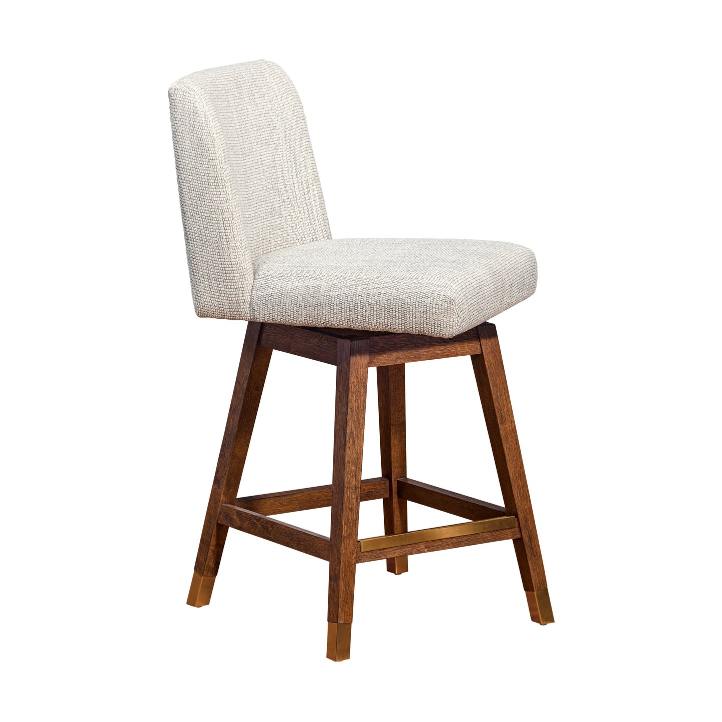 Basila Swivel Bar and Counter Stool in Oak Wood Finish with Fabric Upholstery