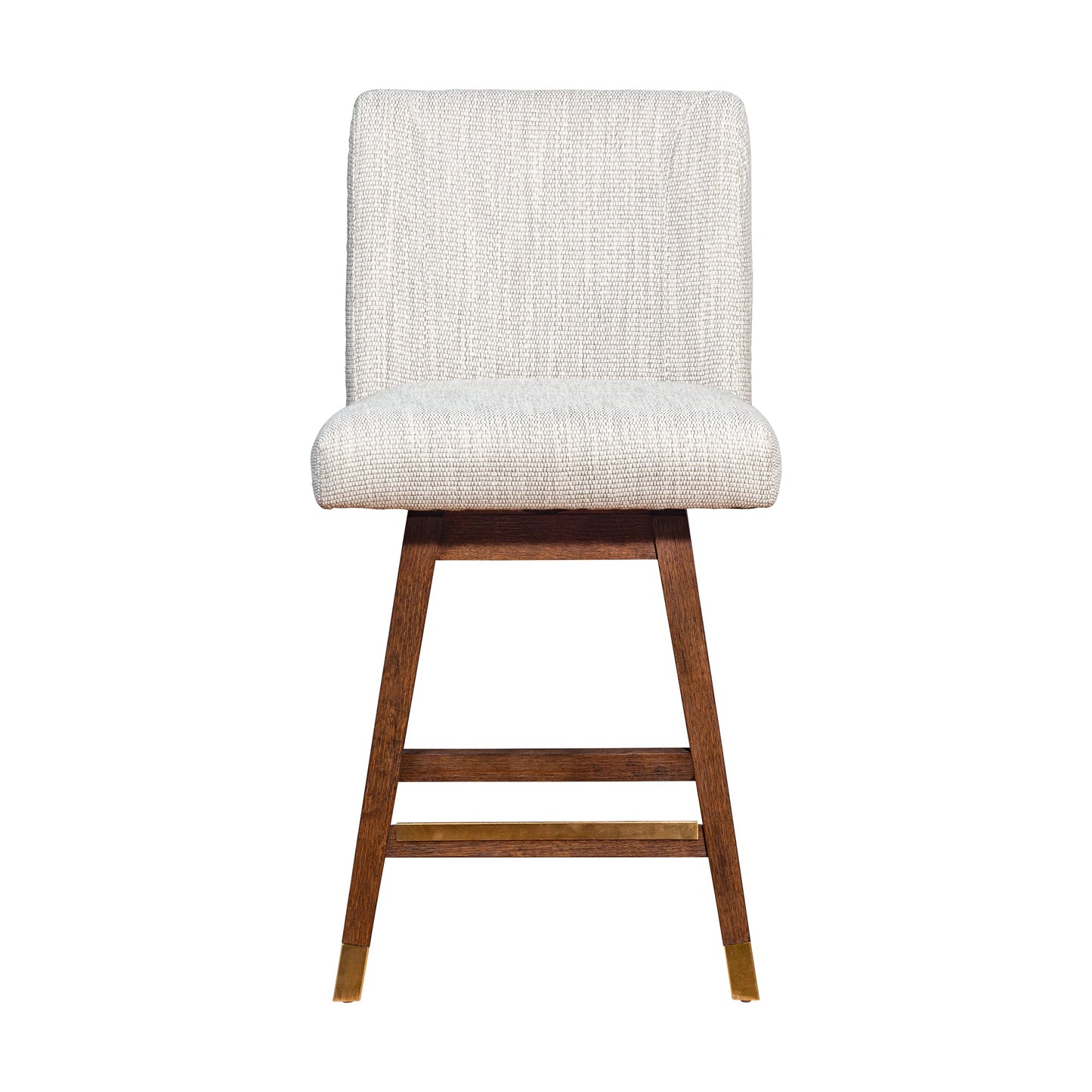 Basila Swivel Bar and Counter Stool in Oak Wood Finish with Fabric Upholstery
