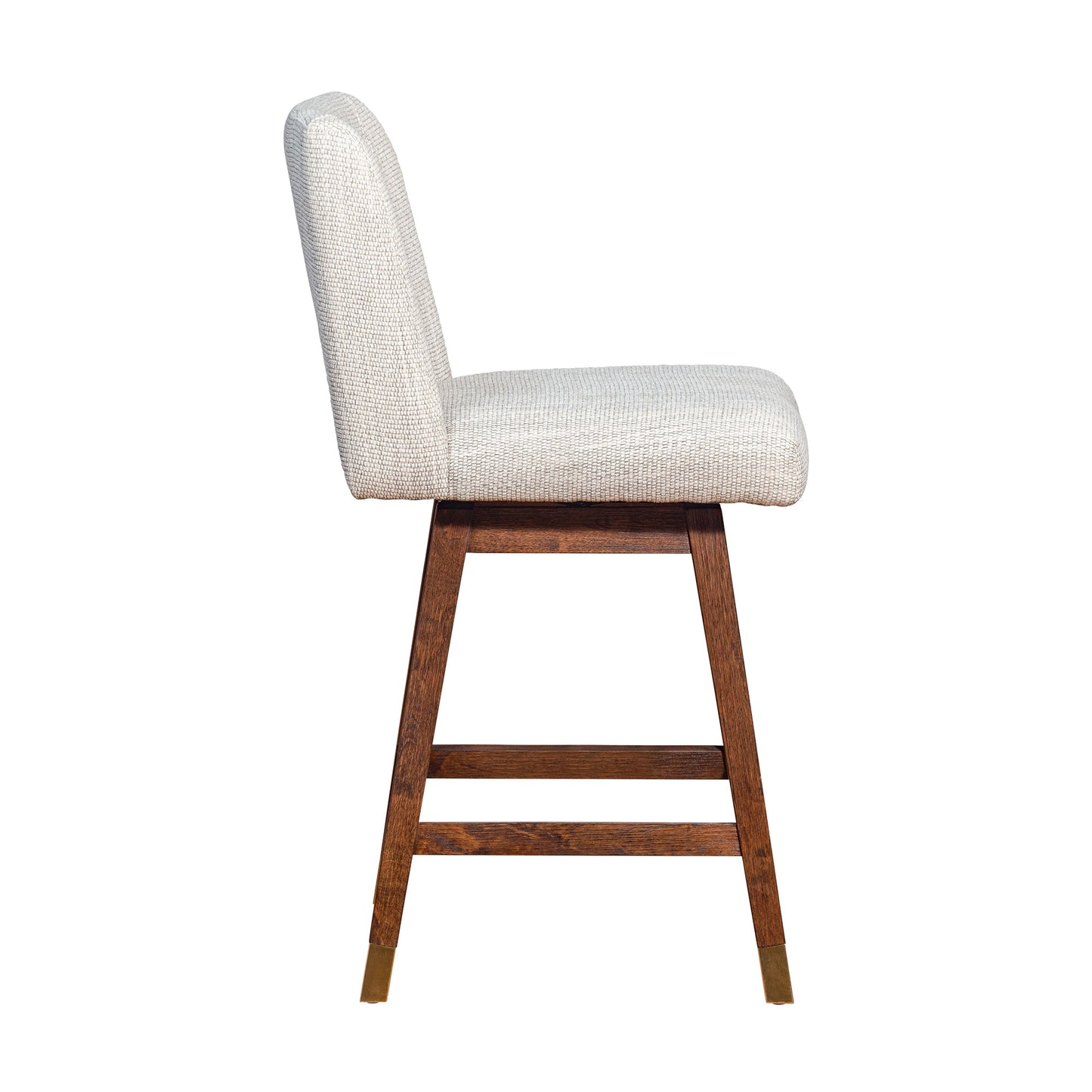 Basila Swivel Bar and Counter Stool in Oak Wood Finish with Fabric Upholstery