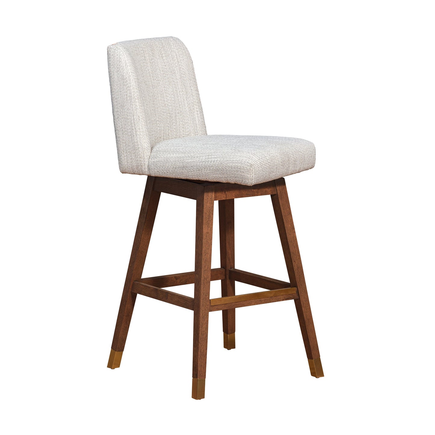 Basila Swivel Bar and Counter Stool in Oak Wood Finish with Fabric Upholstery