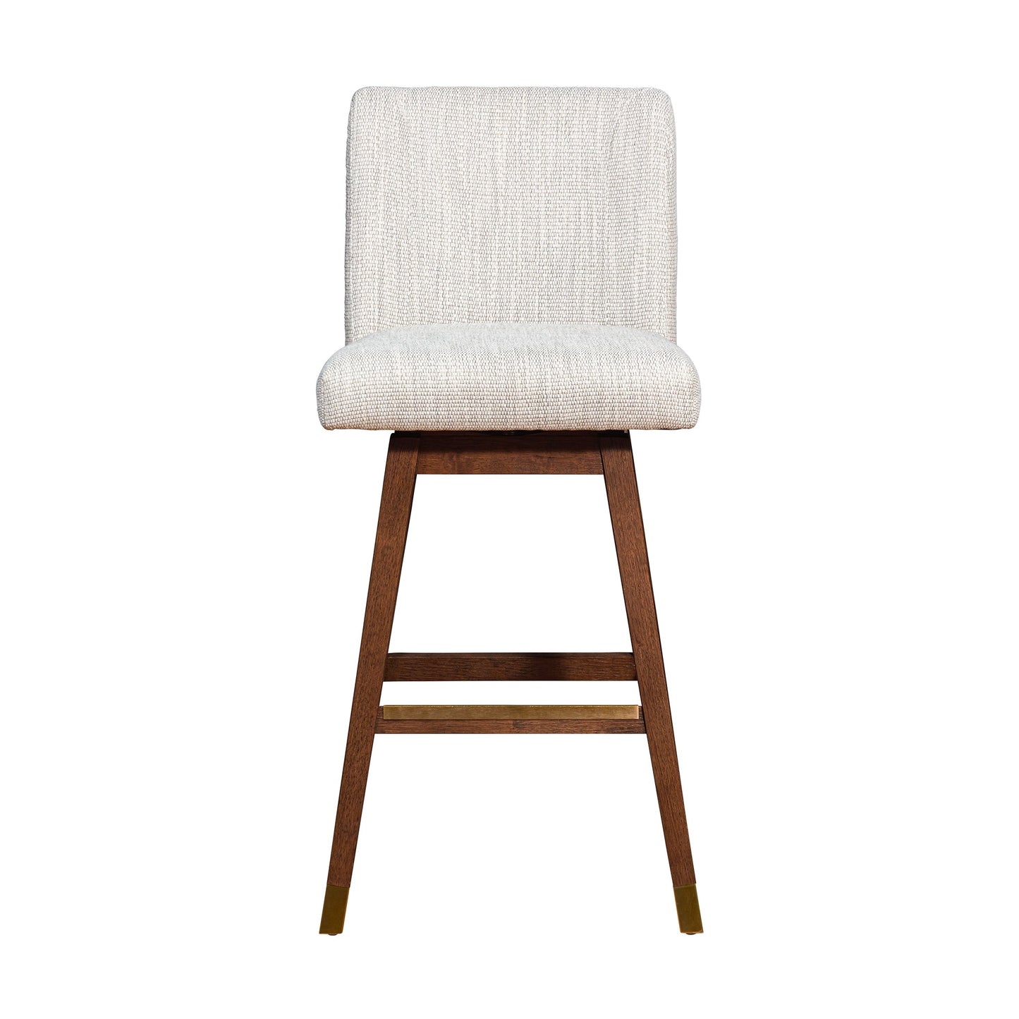 Basila Swivel Bar and Counter Stool in Oak Wood Finish with Fabric Upholstery