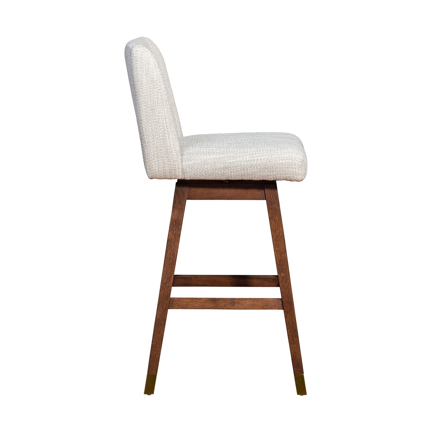 Basila Swivel Bar and Counter Stool in Oak Wood Finish with Fabric Upholstery