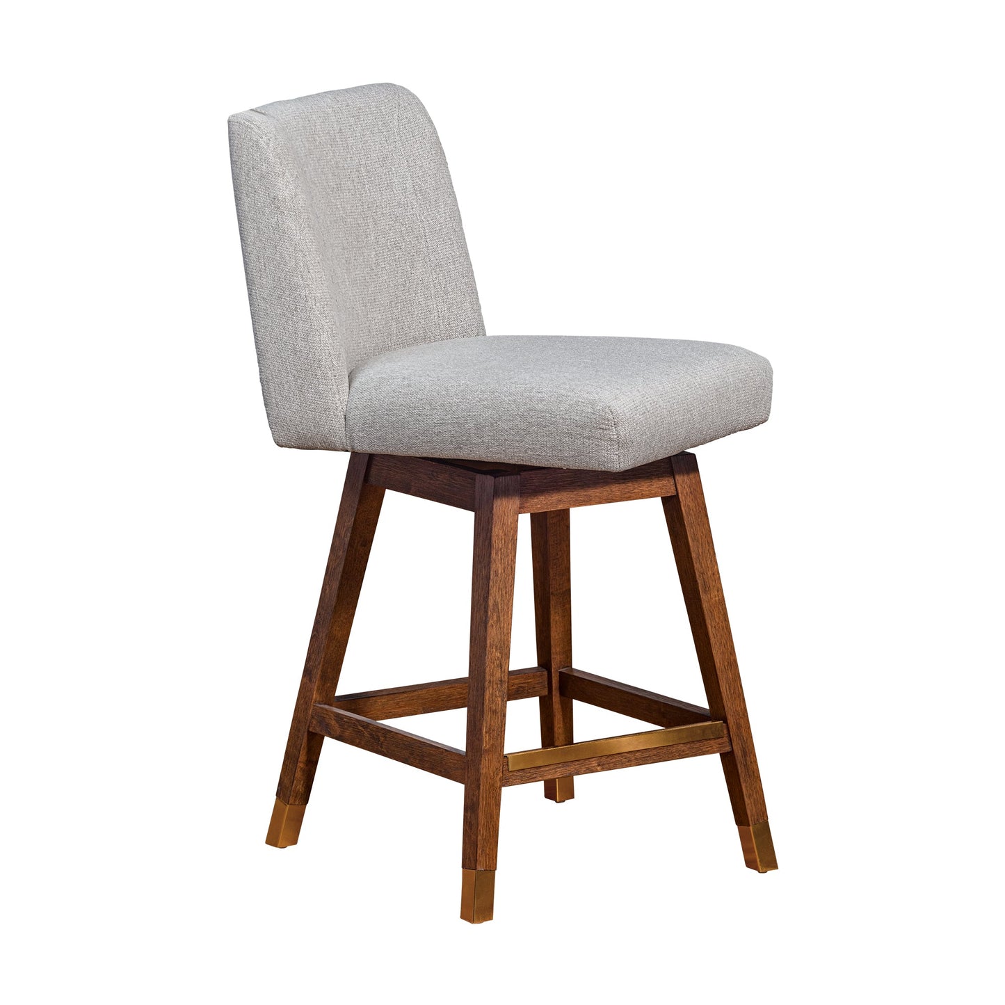 Basila Swivel Bar and Counter Stool in Oak Wood Finish with Fabric Upholstery