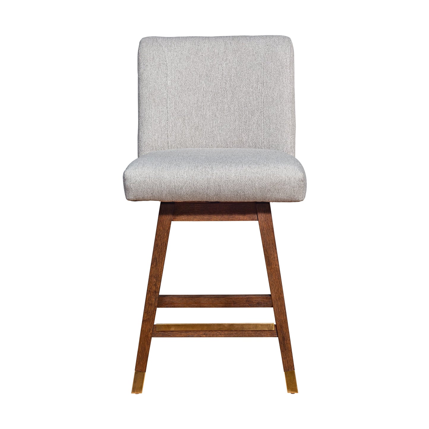 Basila Swivel Bar and Counter Stool in Oak Wood Finish with Fabric Upholstery