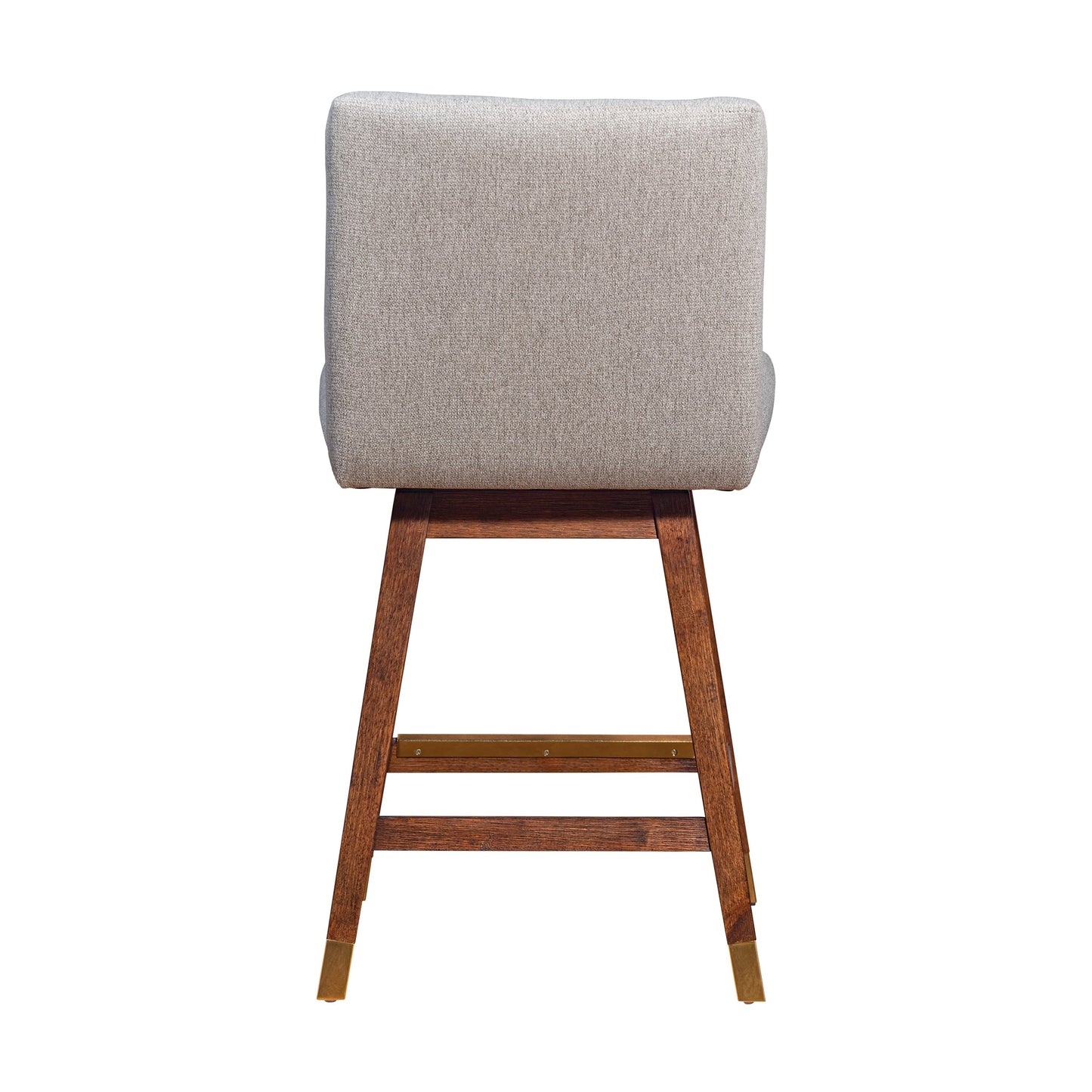 Basila Swivel Bar and Counter Stool in Oak Wood Finish with Fabric Upholstery