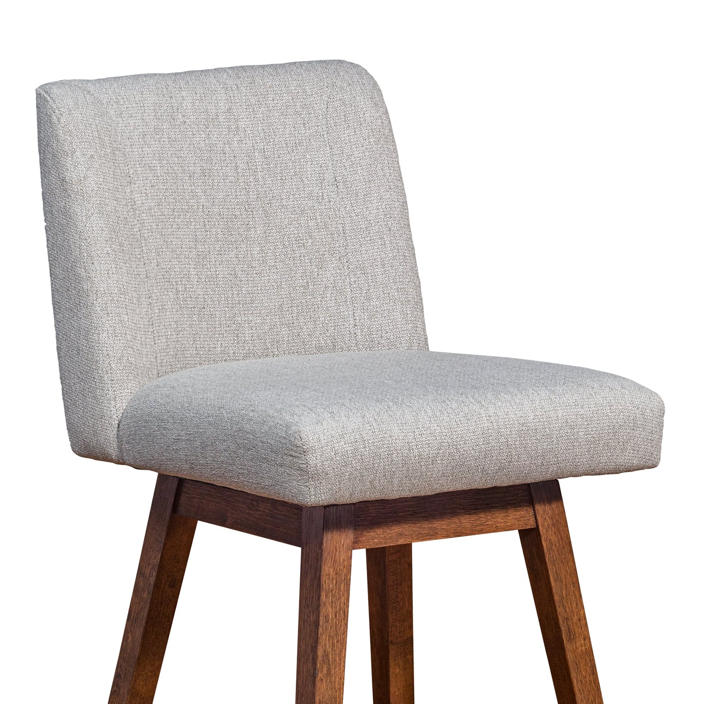 Basila Swivel Bar and Counter Stool in Oak Wood Finish with Fabric Upholstery
