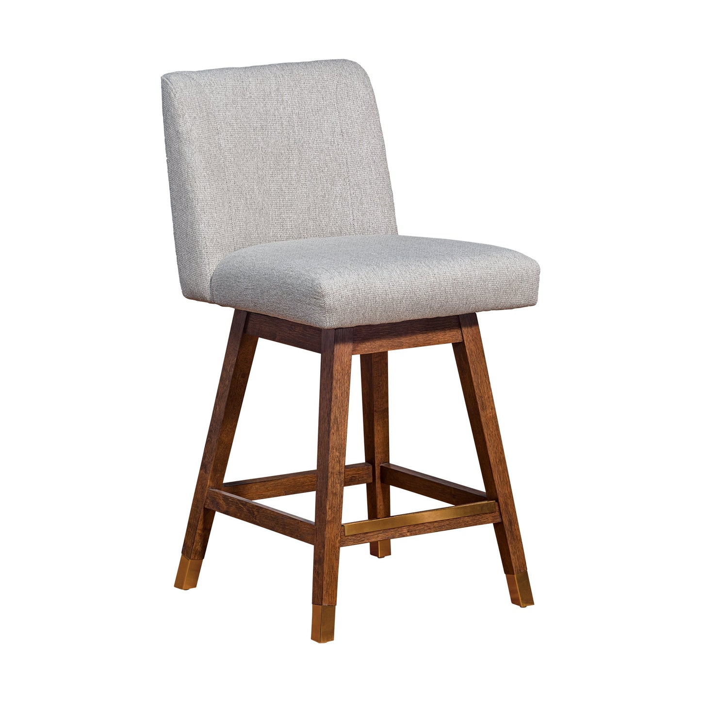 Basila Swivel Bar and Counter Stool in Oak Wood Finish with Fabric Upholstery