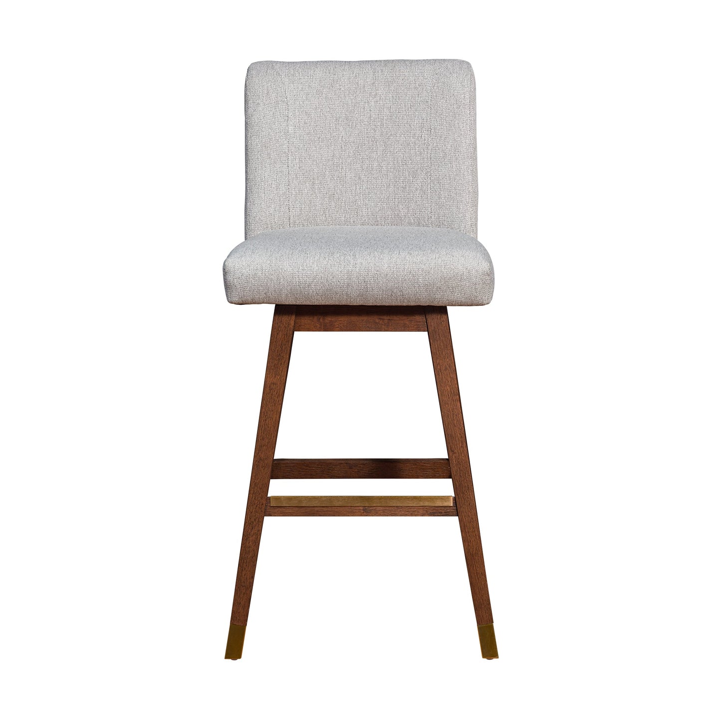 Basila Swivel Bar and Counter Stool in Oak Wood Finish with Fabric Upholstery