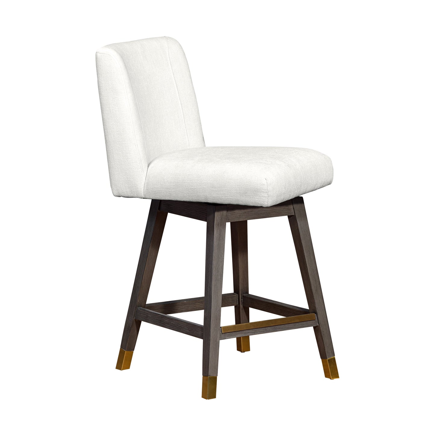 Basila Swivel Bar and Counter Stool in Oak Wood Finish with Fabric Upholstery