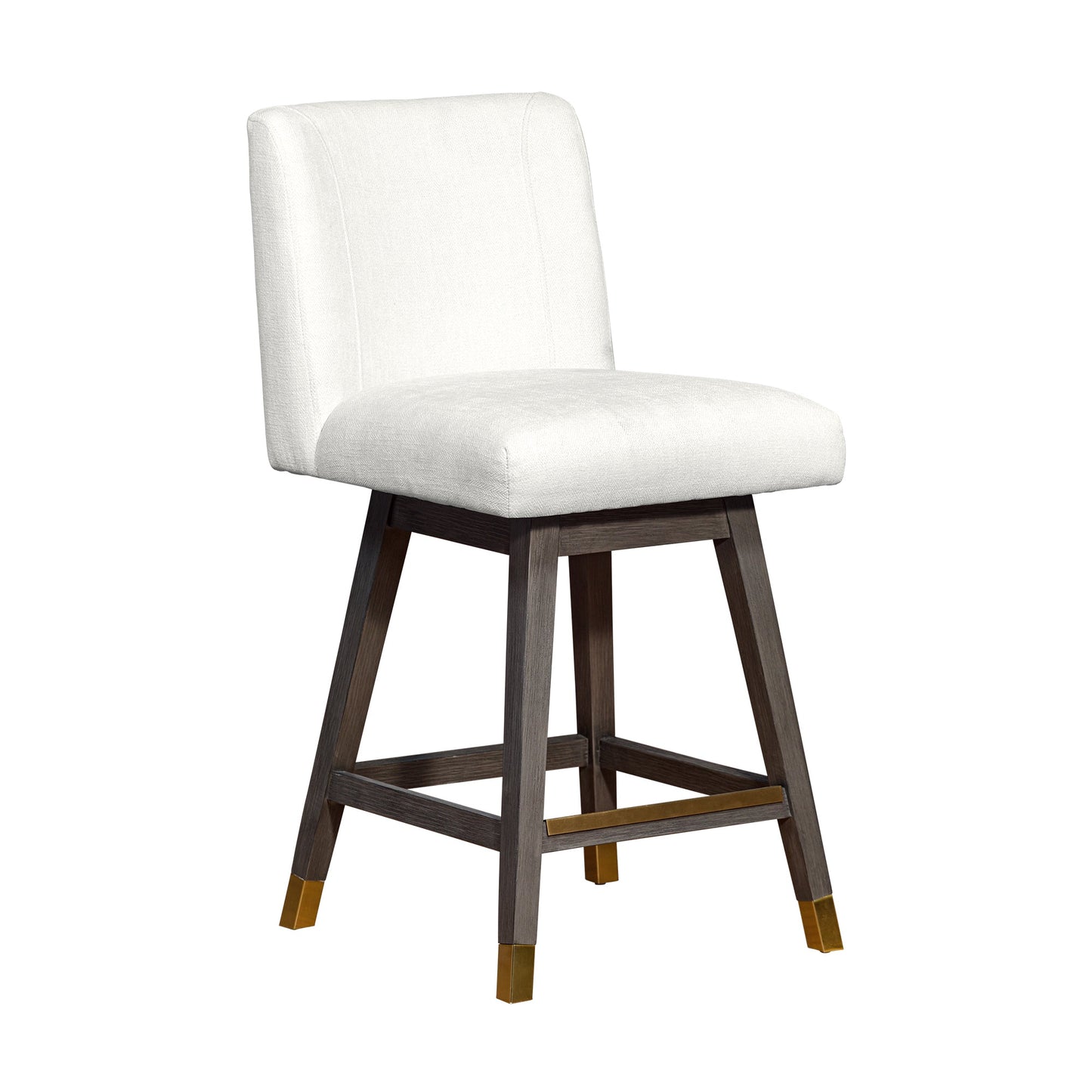 Basila Swivel Bar and Counter Stool in Oak Wood Finish with Fabric Upholstery