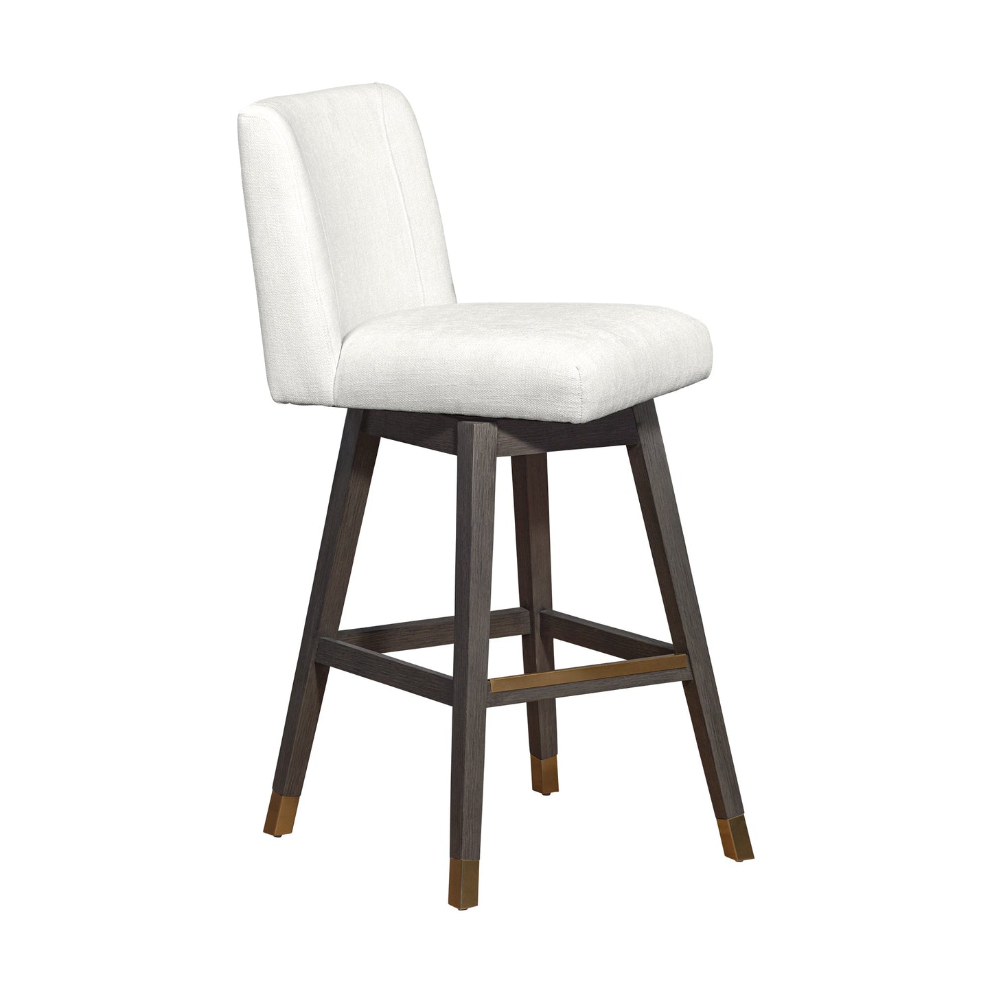 Basila Swivel Bar and Counter Stool in Oak Wood Finish with Fabric Upholstery