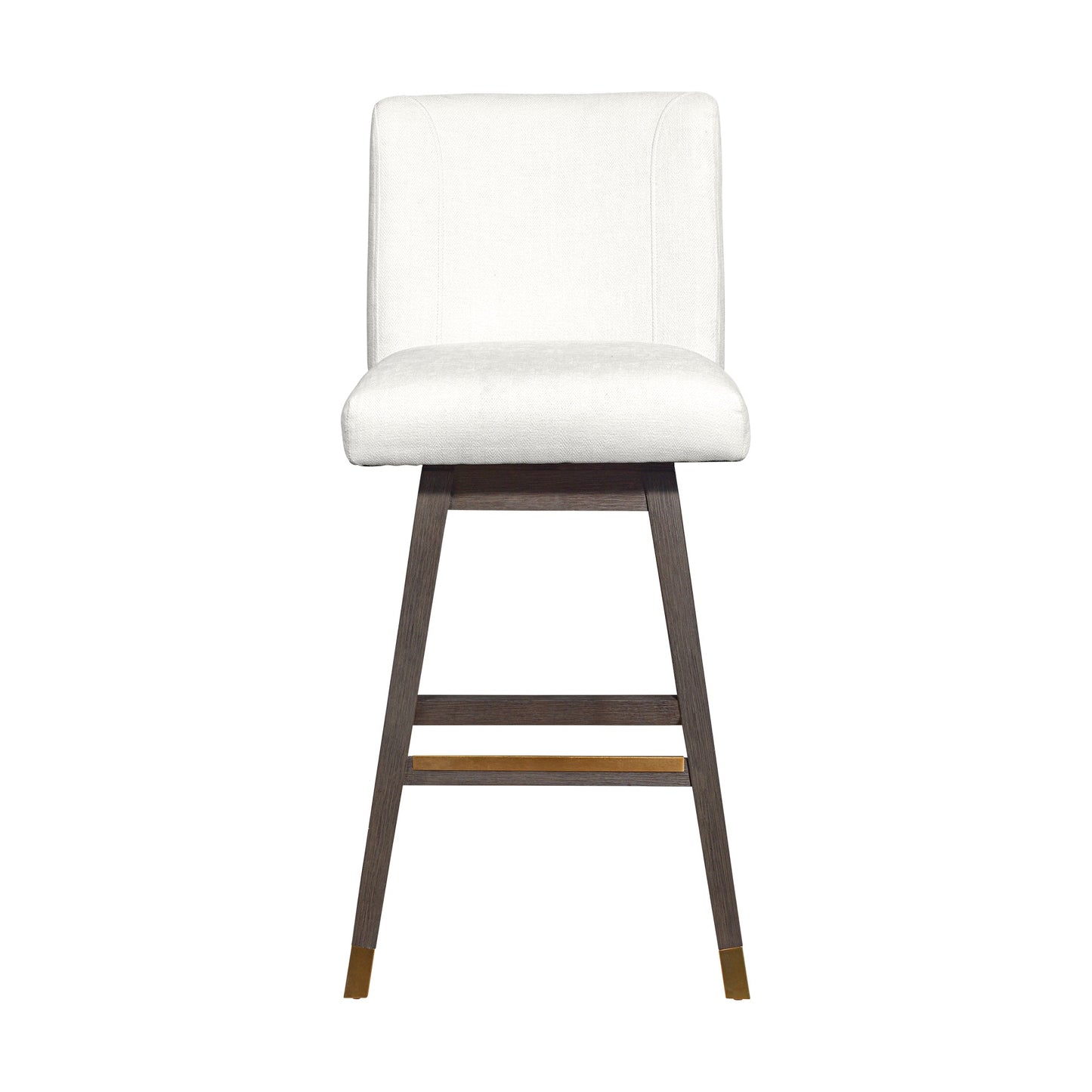 Basila Swivel Bar and Counter Stool in Oak Wood Finish with Fabric Upholstery