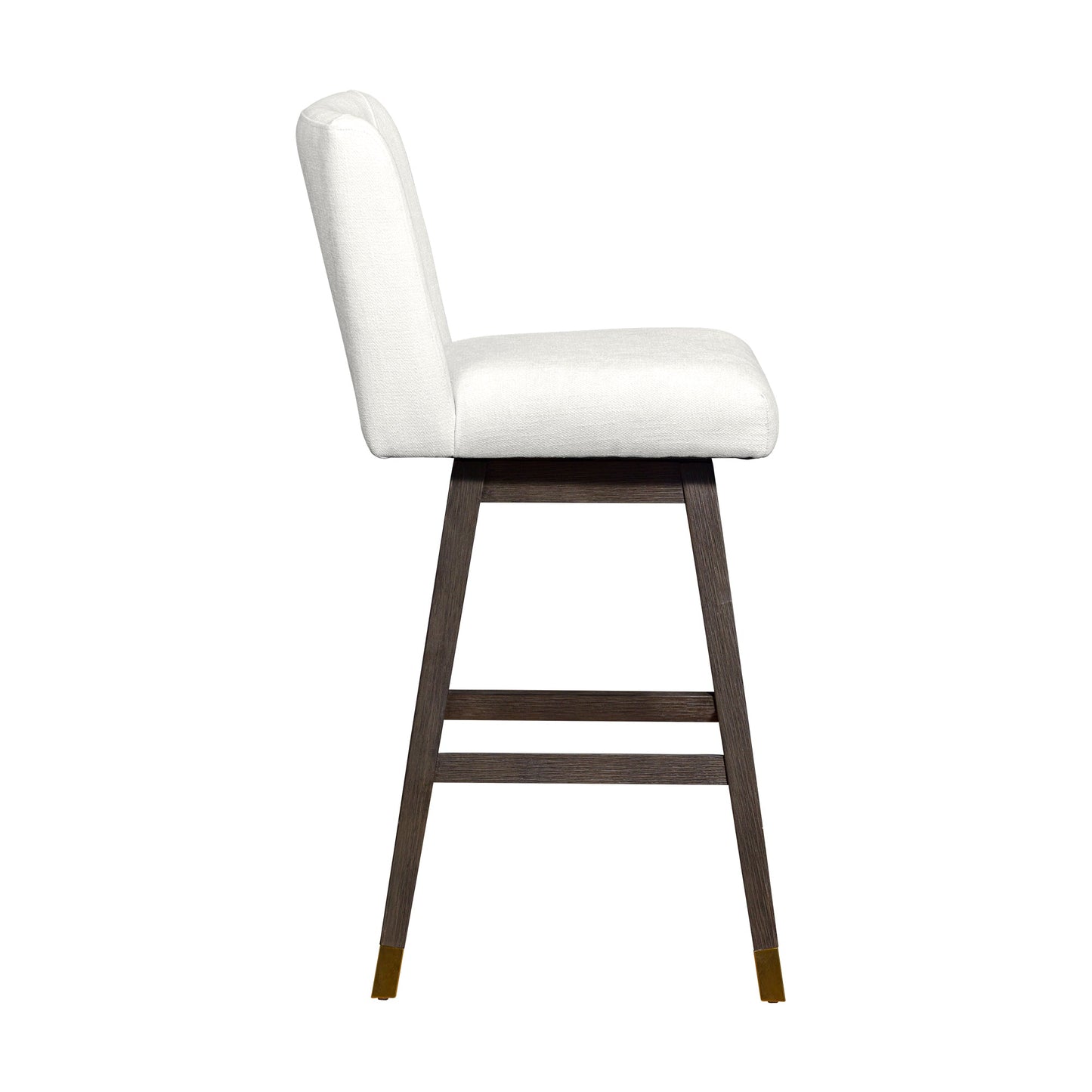 Basila Swivel Bar and Counter Stool in Oak Wood Finish with Fabric Upholstery