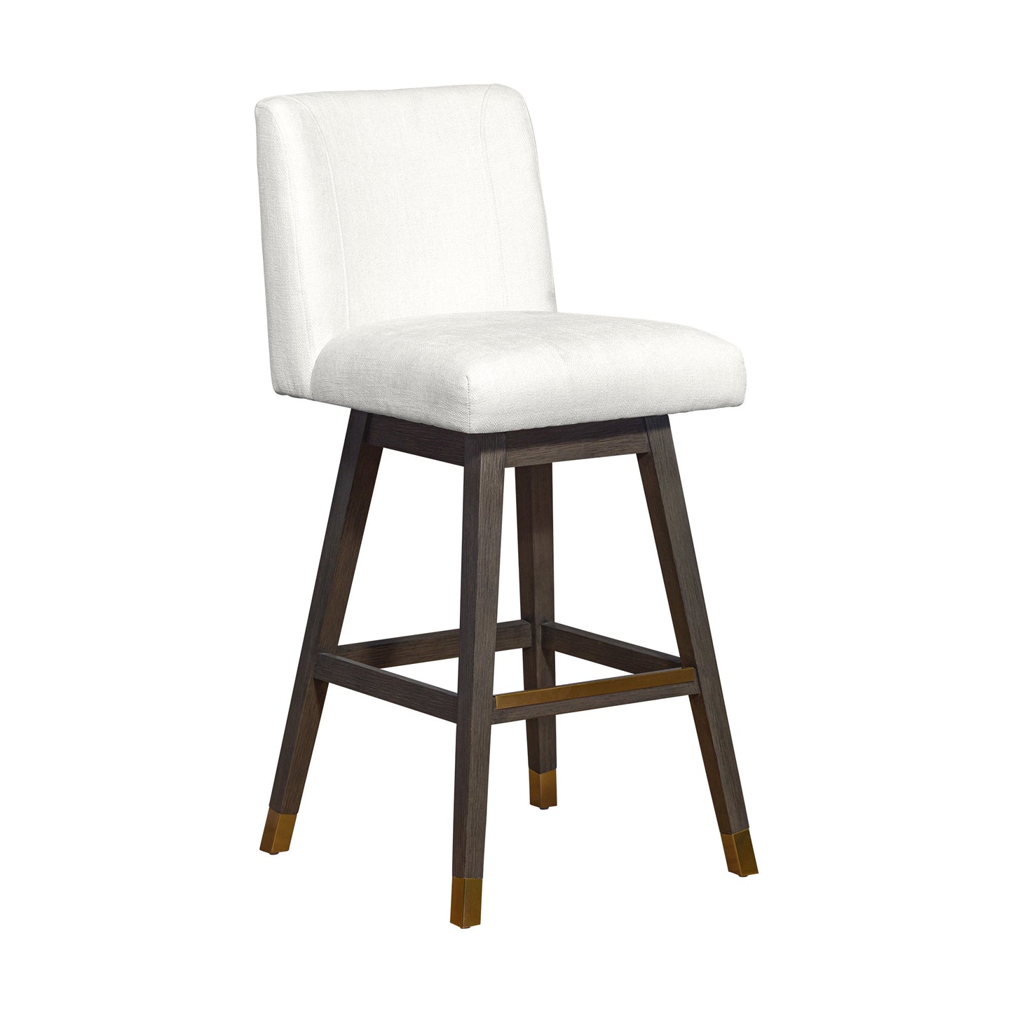 Basila Swivel Bar and Counter Stool in Oak Wood Finish with Fabric Upholstery