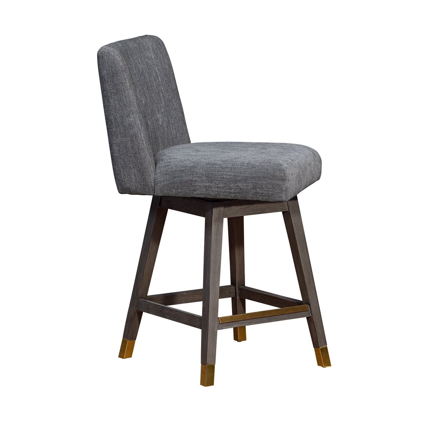 Basila Swivel Bar and Counter Stool in Oak Wood Finish with Fabric Upholstery
