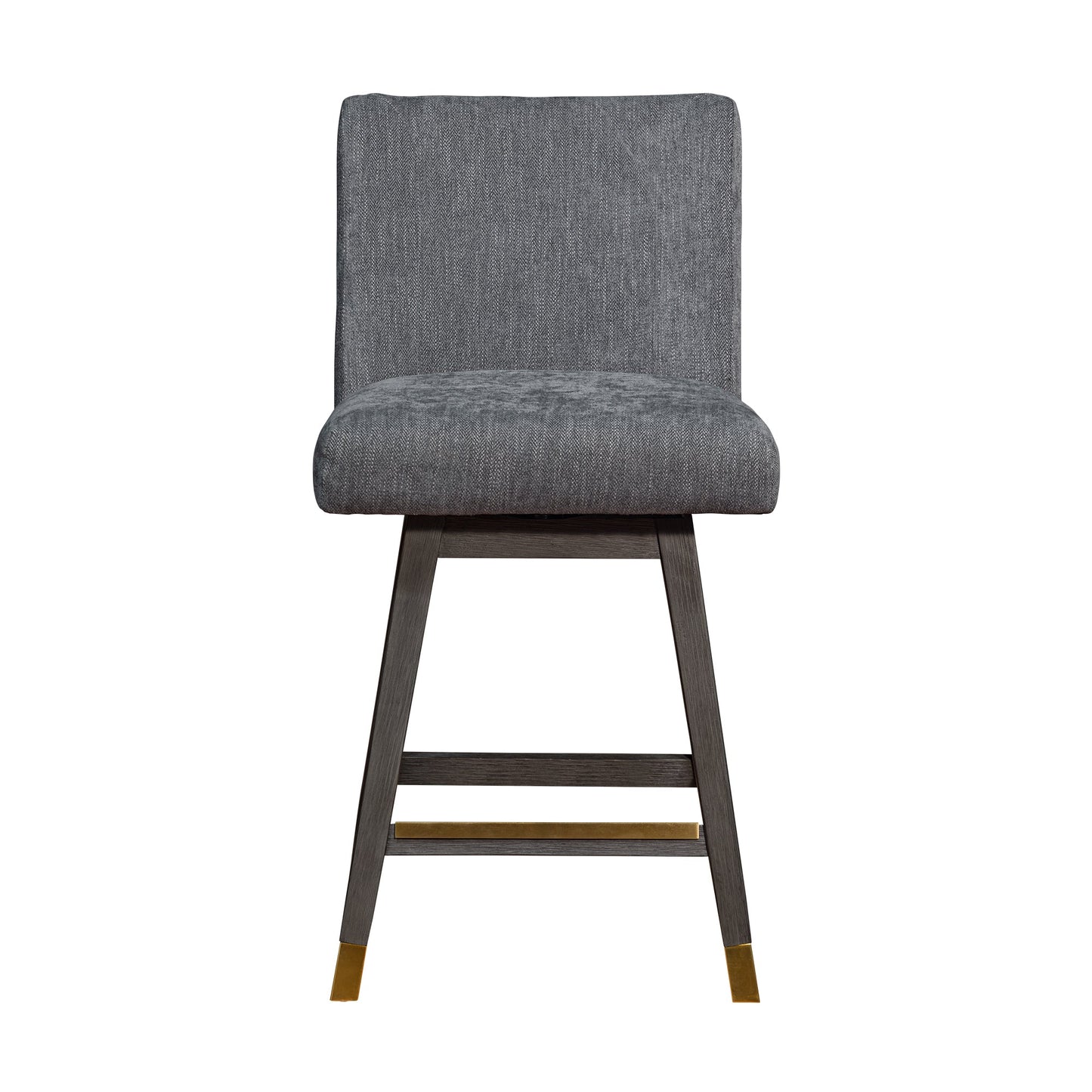 Basila Swivel Bar and Counter Stool in Oak Wood Finish with Fabric Upholstery