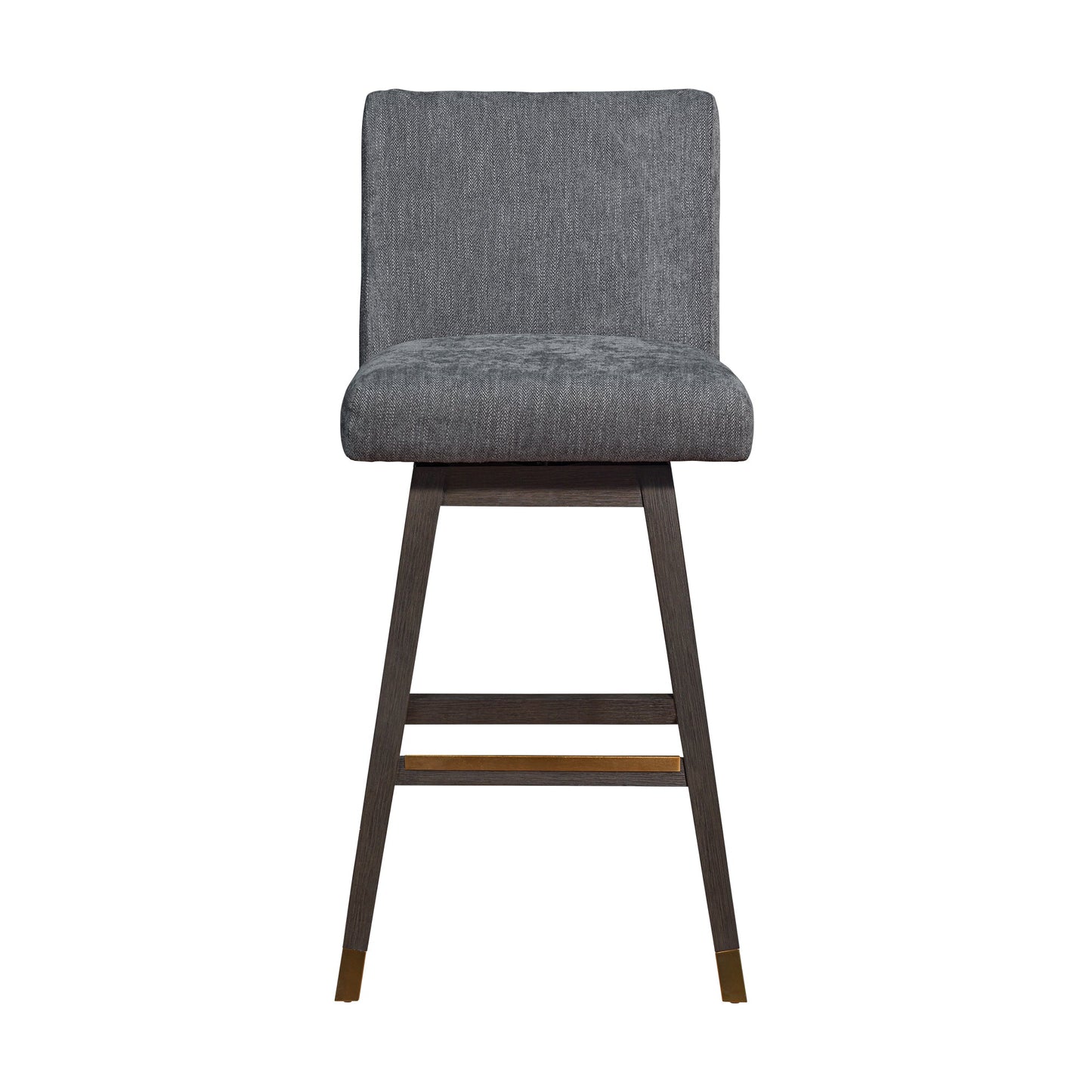 Basila Swivel Bar and Counter Stool in Oak Wood Finish with Fabric Upholstery