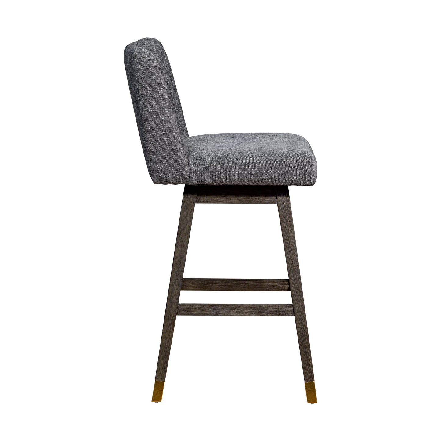 Basila Swivel Bar and Counter Stool in Oak Wood Finish with Fabric Upholstery