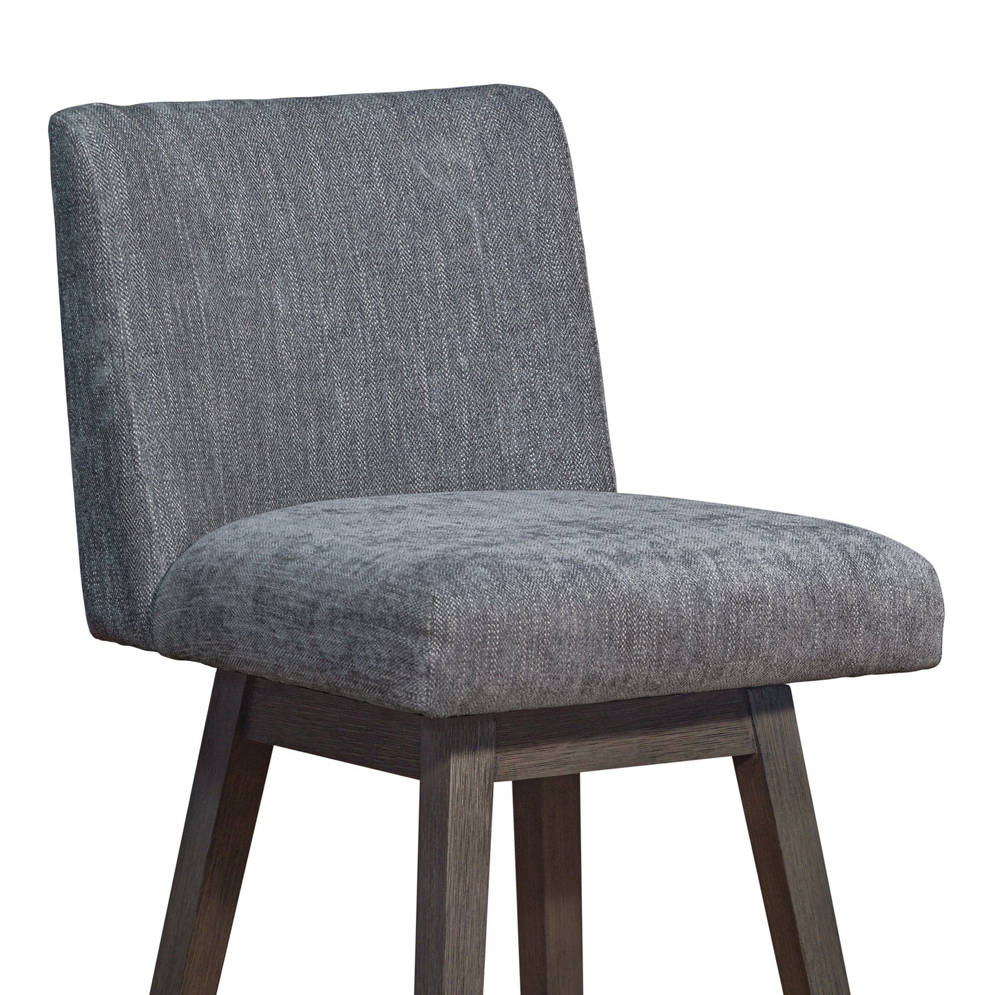 Basila Swivel Bar and Counter Stool in Oak Wood Finish with Fabric Upholstery
