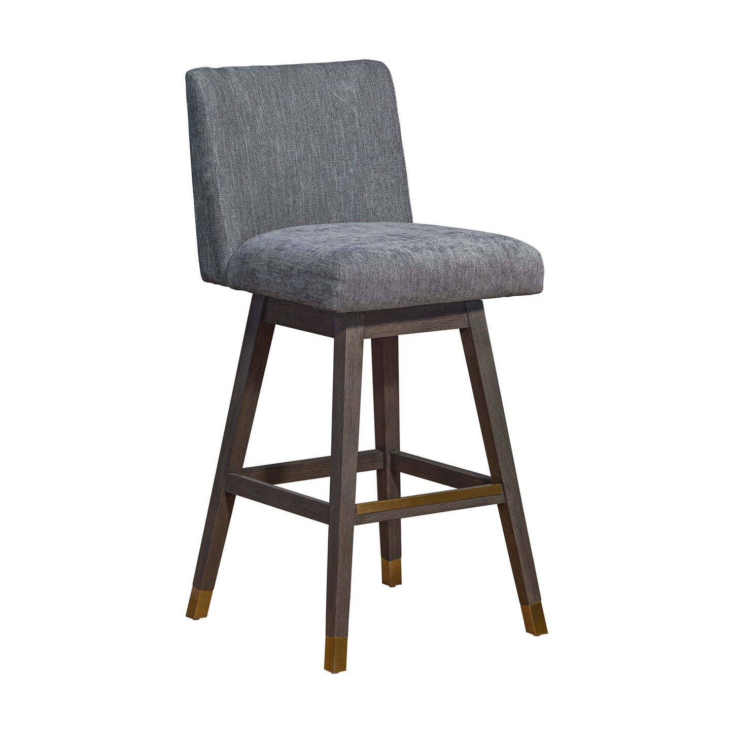Basila Swivel Bar and Counter Stool in Oak Wood Finish with Fabric Upholstery