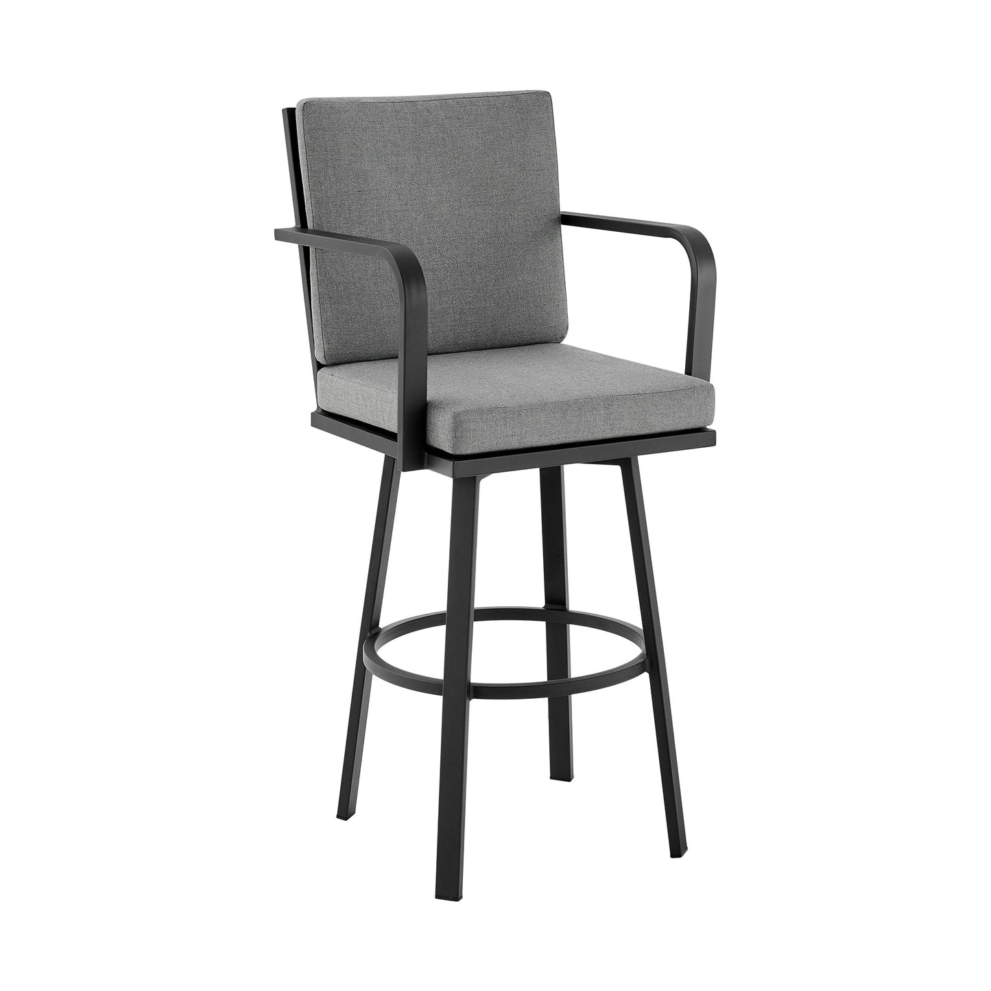 Don 30" Outdoor Patio Swivel Bar Stool in Aluminum with Cushions