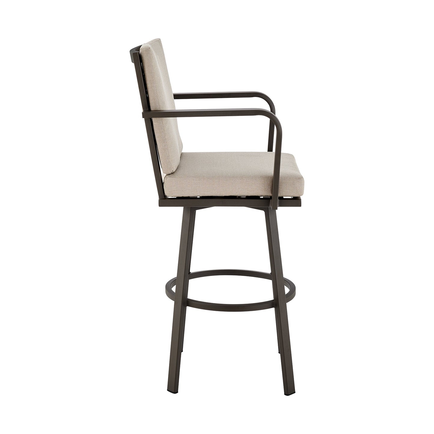 Don 30" Outdoor Patio Swivel Bar Stool in Aluminum with Cushions