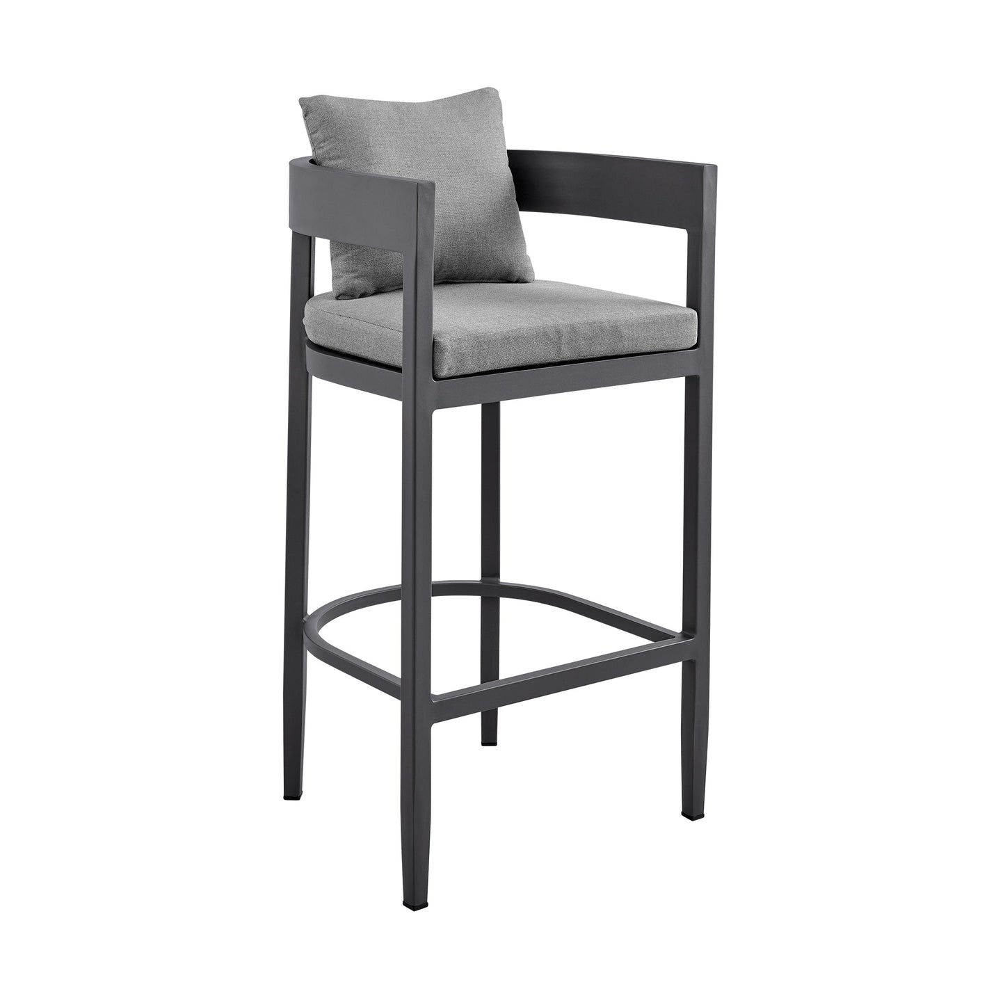 Argiope Outdoor Patio Bar Stool in Aluminum with Cushions