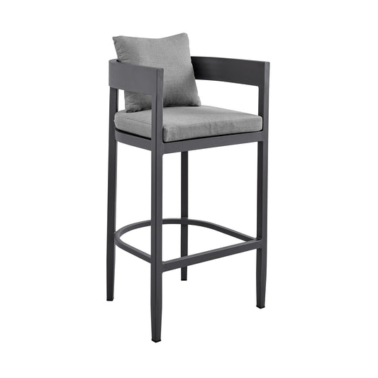 Argiope Outdoor Patio Bar Stool in Aluminum with Cushions