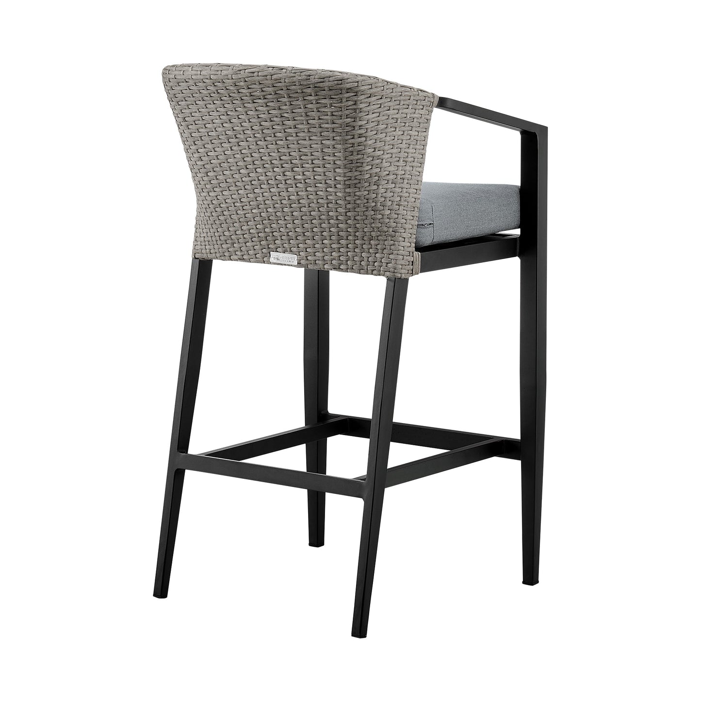 Aileen Outdoor Patio Bar Stool in Aluminum and Wicker with Cushions