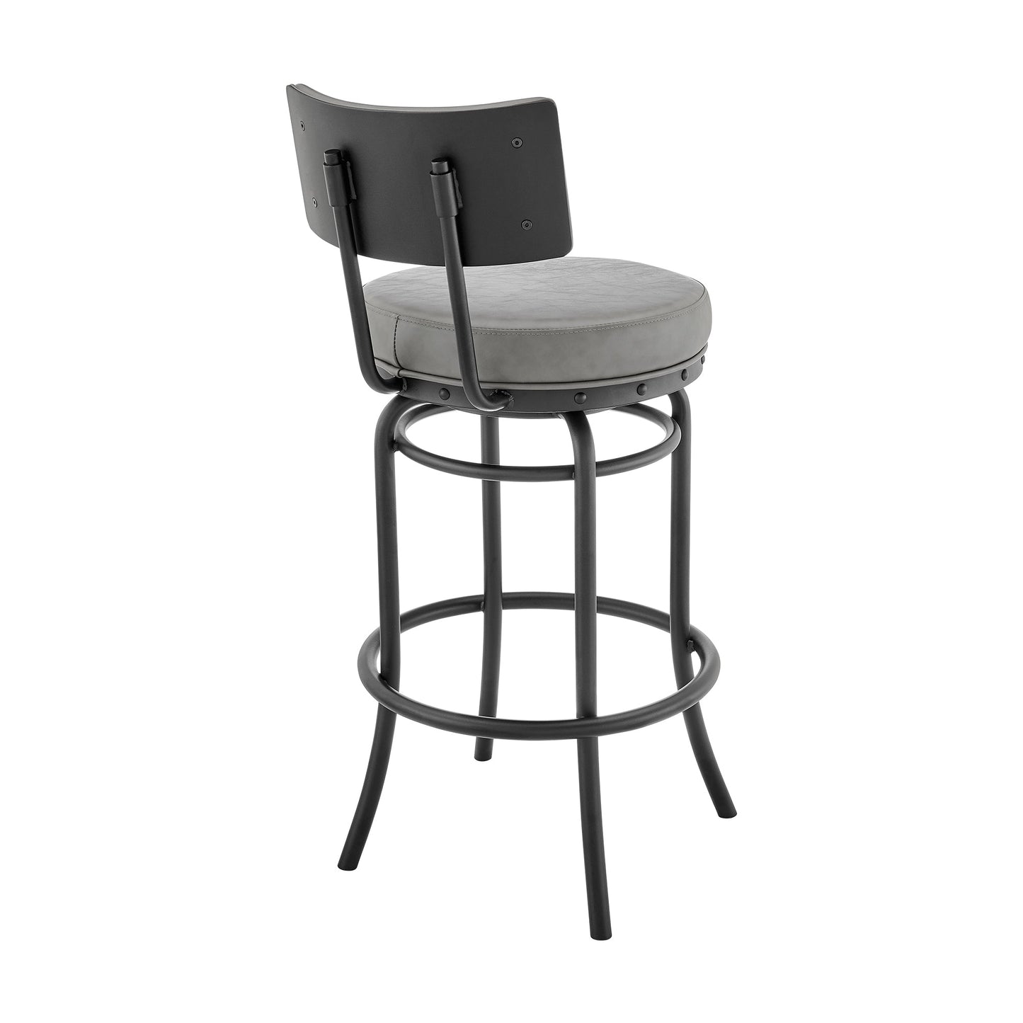 Rees Swivel Counter or Bar Stool in Finish with Faux Leather
