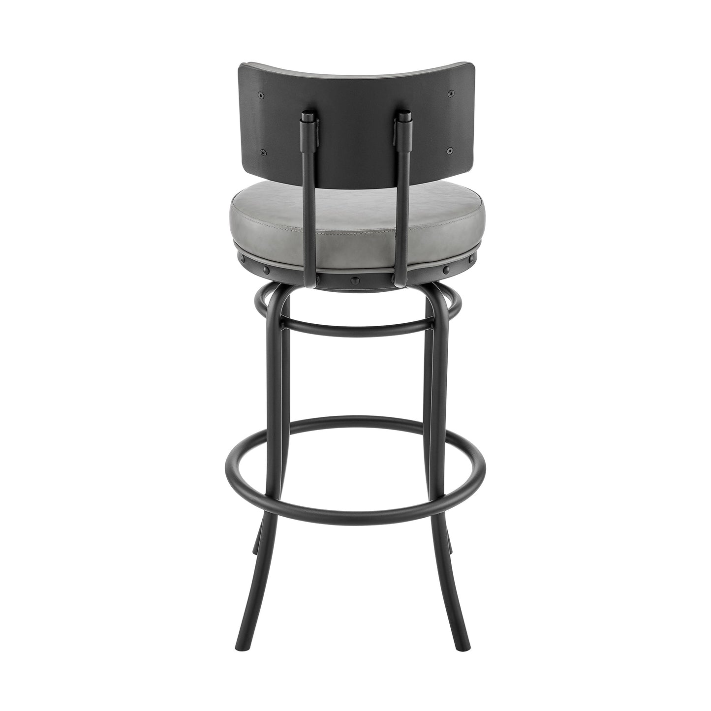 Rees Swivel Counter or Bar Stool in Finish with Faux Leather