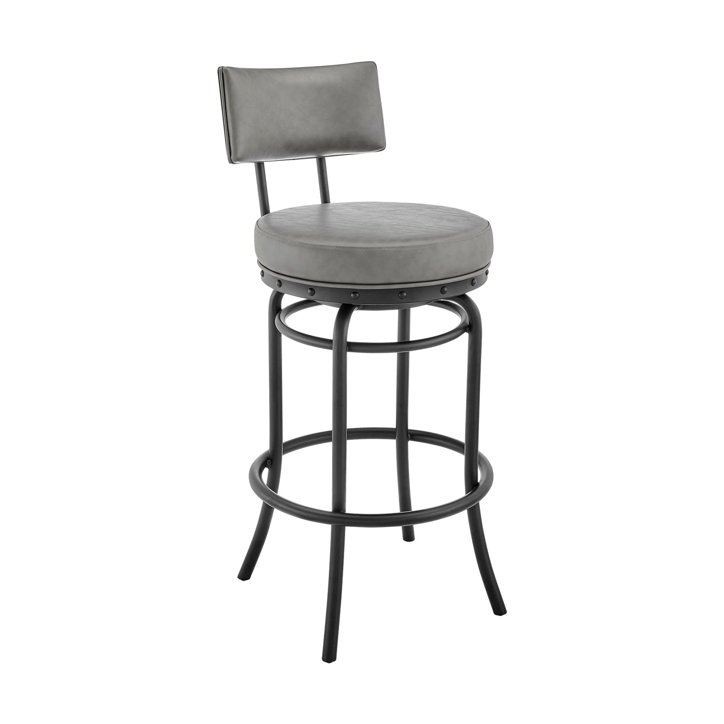 Rees Swivel Counter or Bar Stool in Finish with Faux Leather