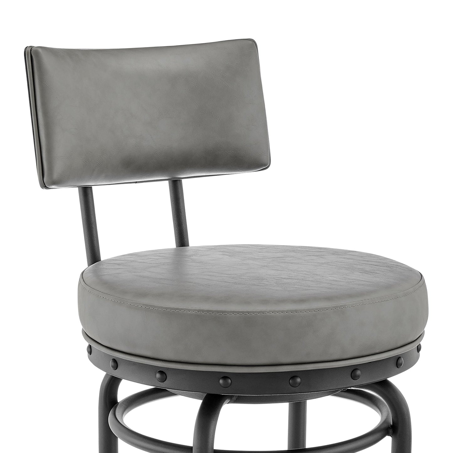Rees Swivel Counter or Bar Stool in Finish with Faux Leather