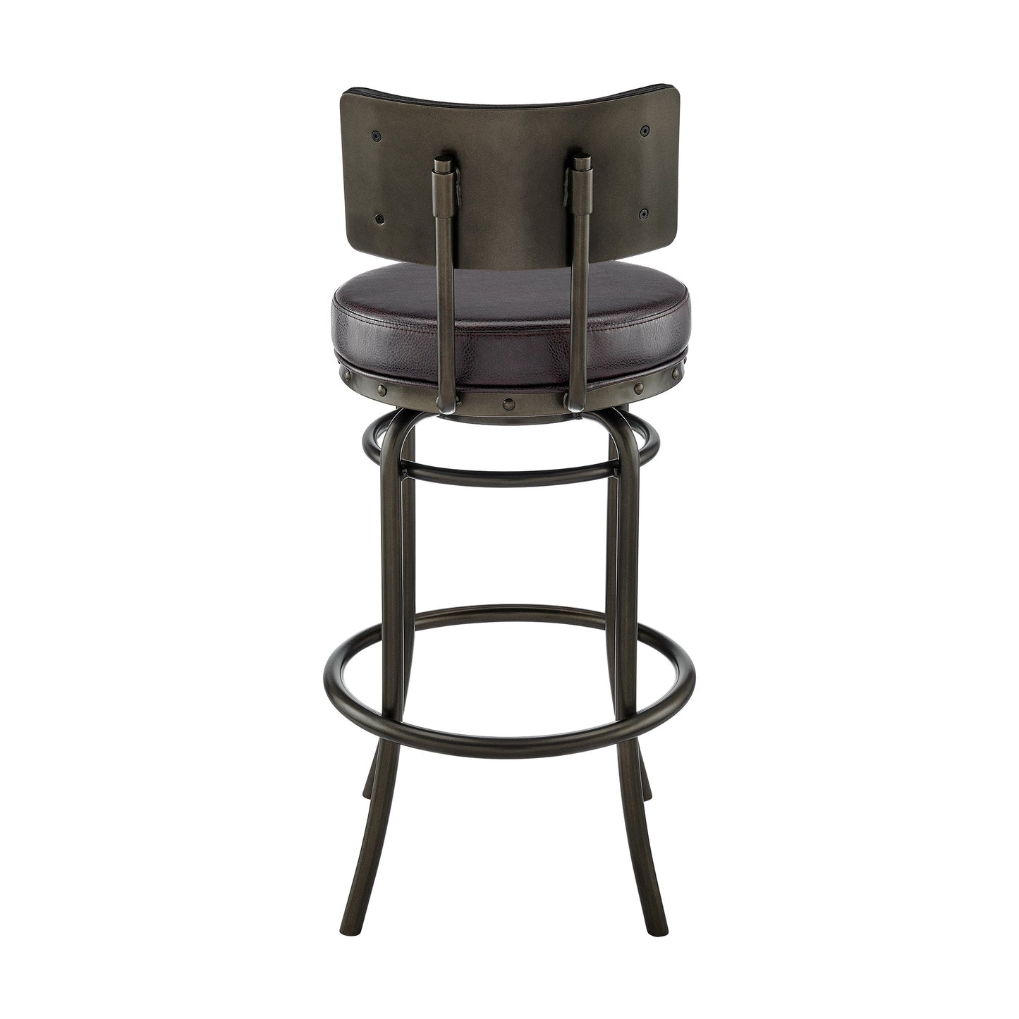 Rees Swivel Counter or Bar Stool in Finish with Faux Leather