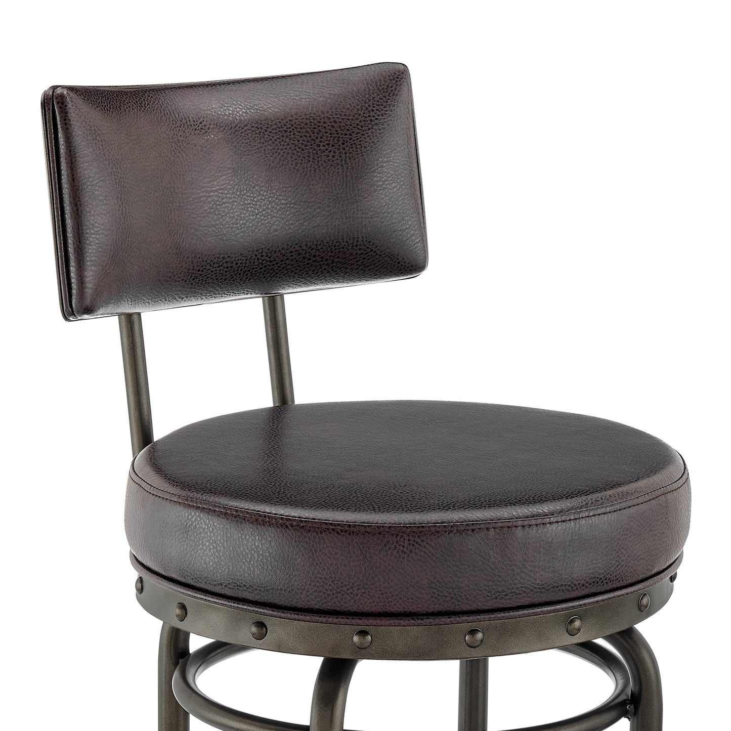 Rees Swivel Counter or Bar Stool in Finish with Faux Leather
