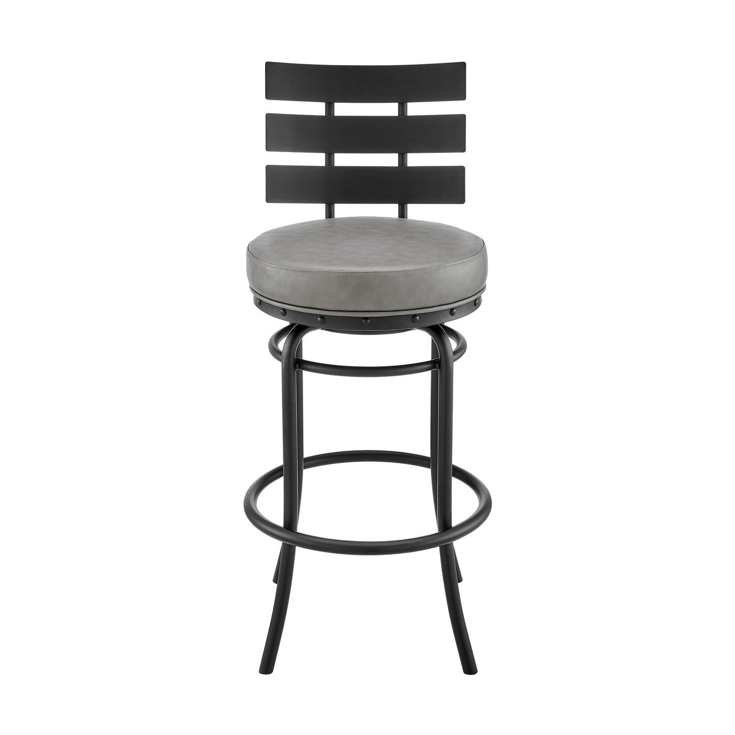 Natya Swivel Counter or Bar Stool in Various Finishes with Faux Leather