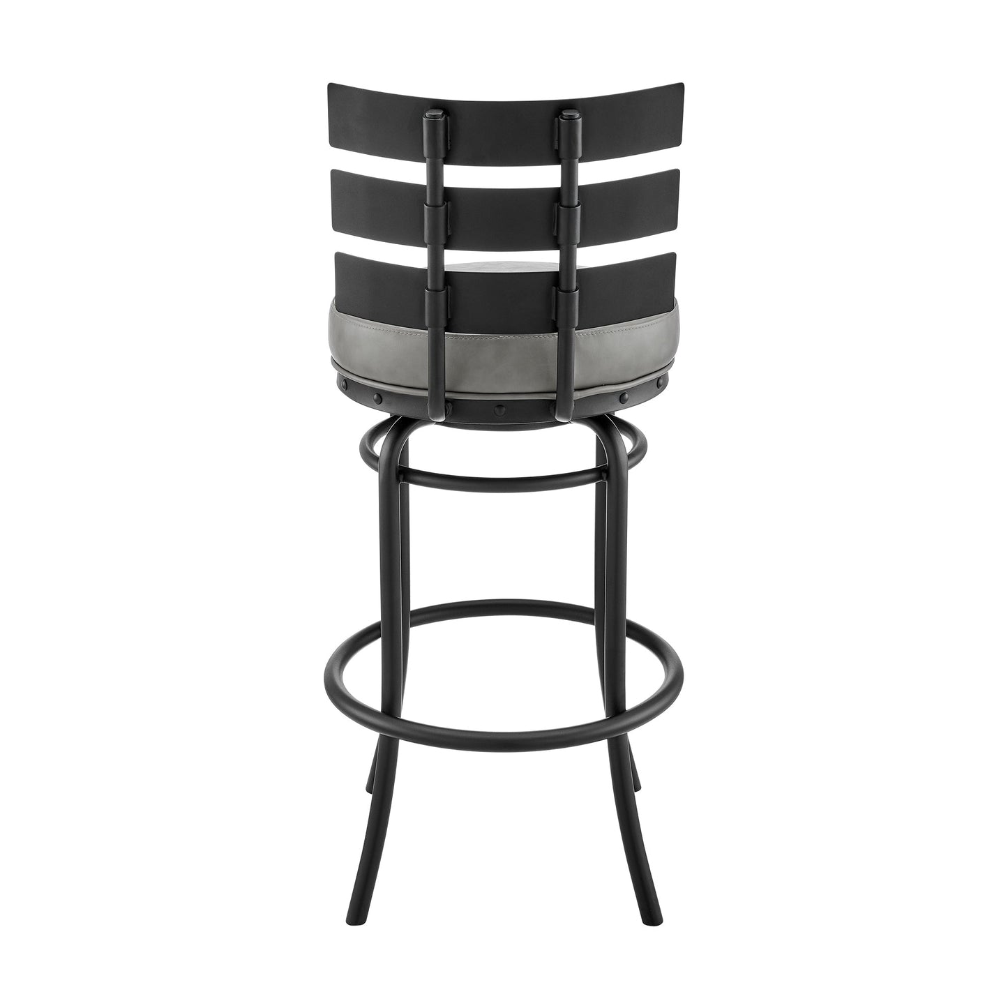Natya Swivel Counter or Bar Stool in Various Finishes with Faux Leather