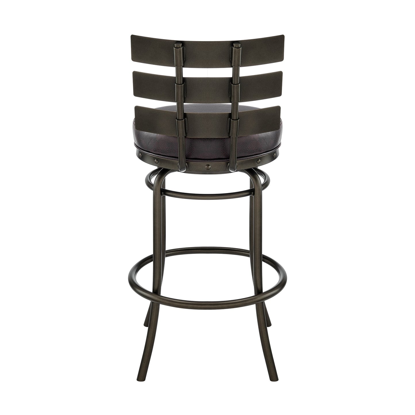 Natya Swivel Counter or Bar Stool in Various Finishes with Faux Leather