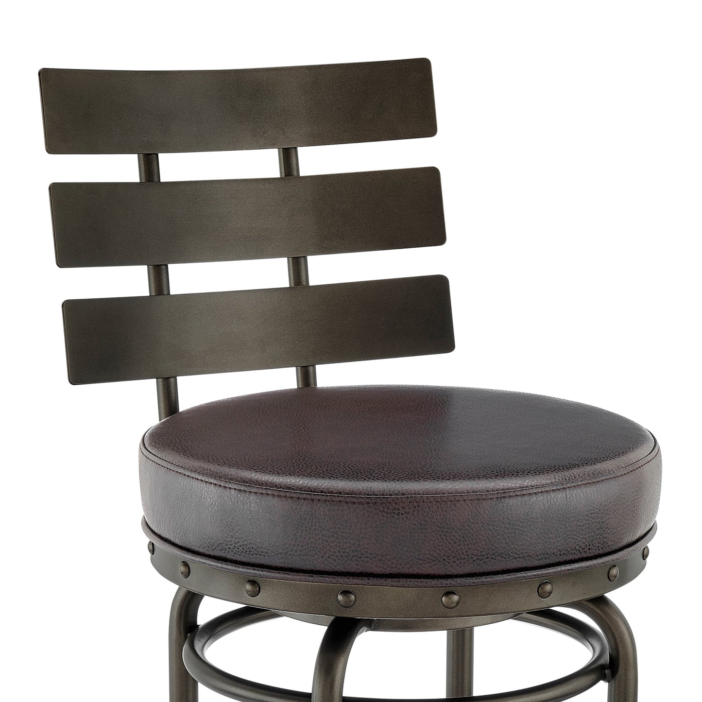 Natya Swivel Counter or Bar Stool in Various Finishes with Faux Leather