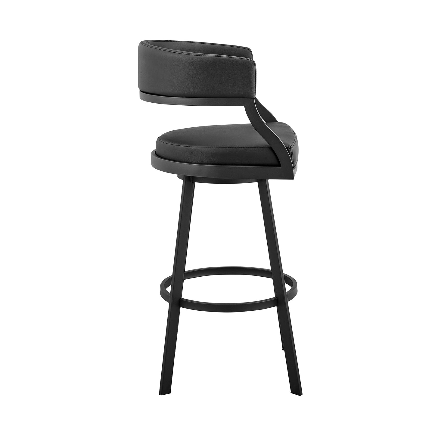 Dione Counter and Bar Height Swivel Barstool with Faux Leather and Metal Base