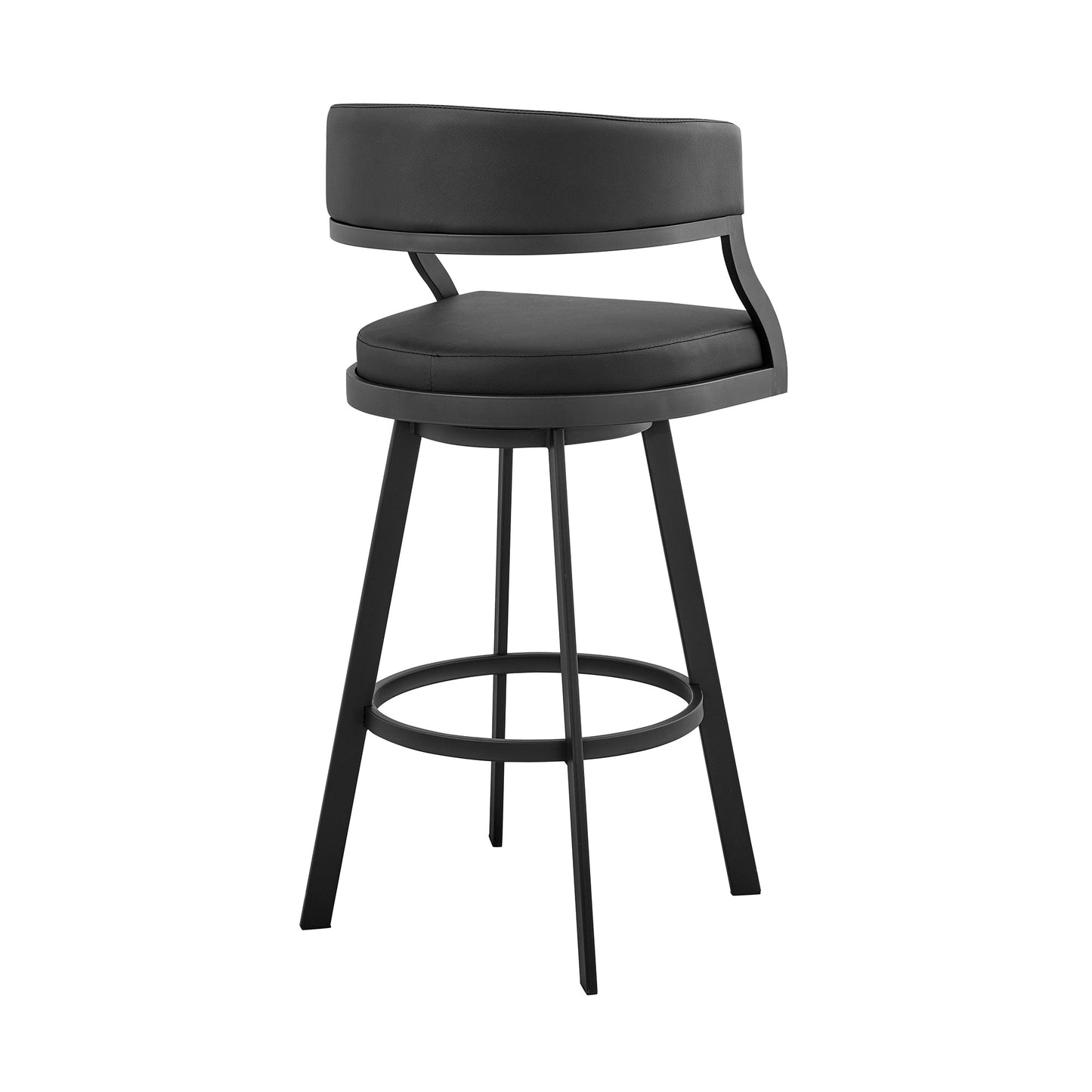 Dione Counter and Bar Height Swivel Barstool with Faux Leather and Metal Base
