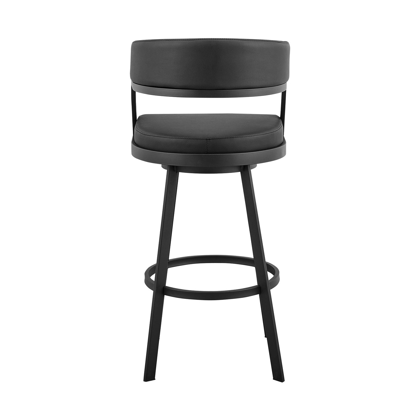 Dione Counter and Bar Height Swivel Barstool with Faux Leather and Metal Base