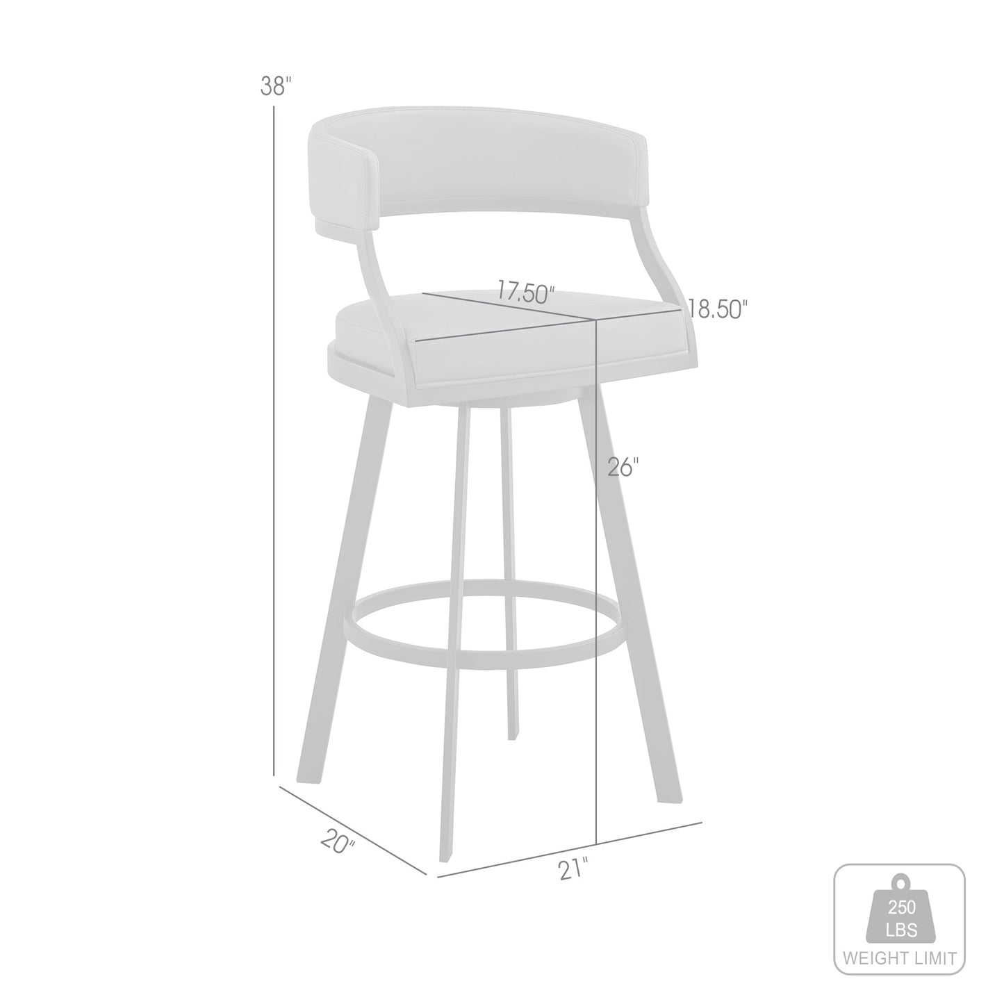 Dione Counter and Bar Height Swivel Barstool with Faux Leather and Metal Base