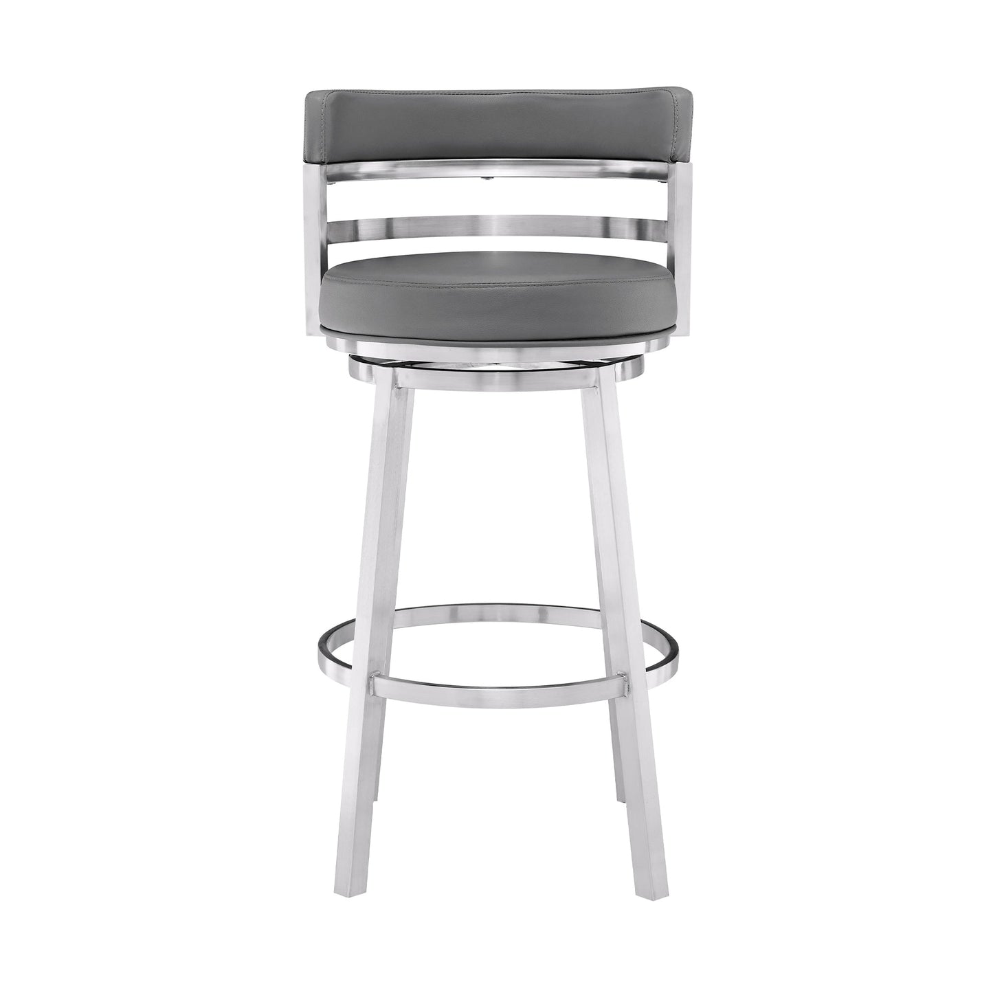 Titana Swivel Faux Leather and Brushed Stainless Steel Bar Stool