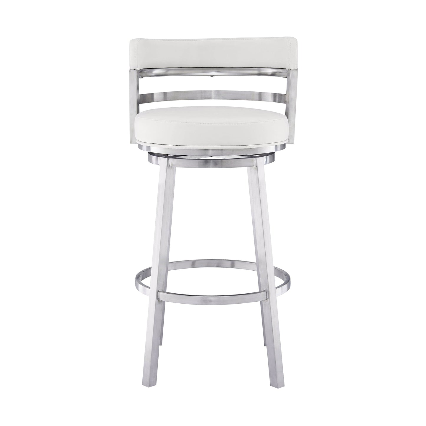 Titana Swivel Faux Leather and Brushed Stainless Steel Bar Stool