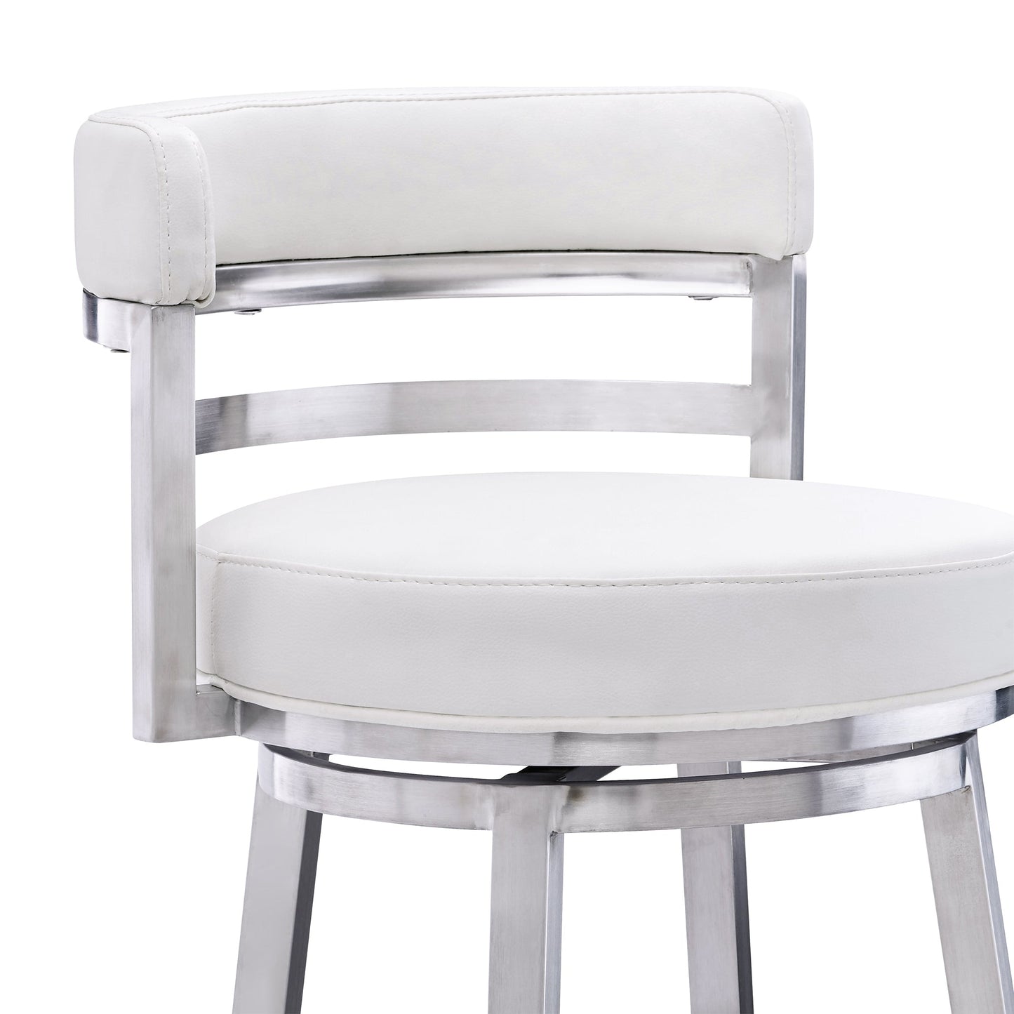 Titana Swivel Faux Leather and Brushed Stainless Steel Bar Stool
