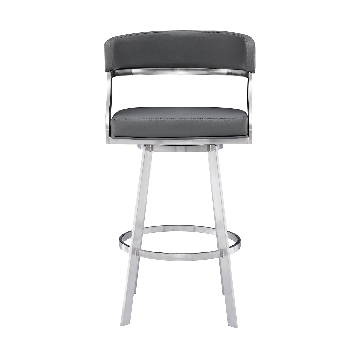 Dione Counter and Bar Height Swivel Barstool with Faux Leather and Metal Base