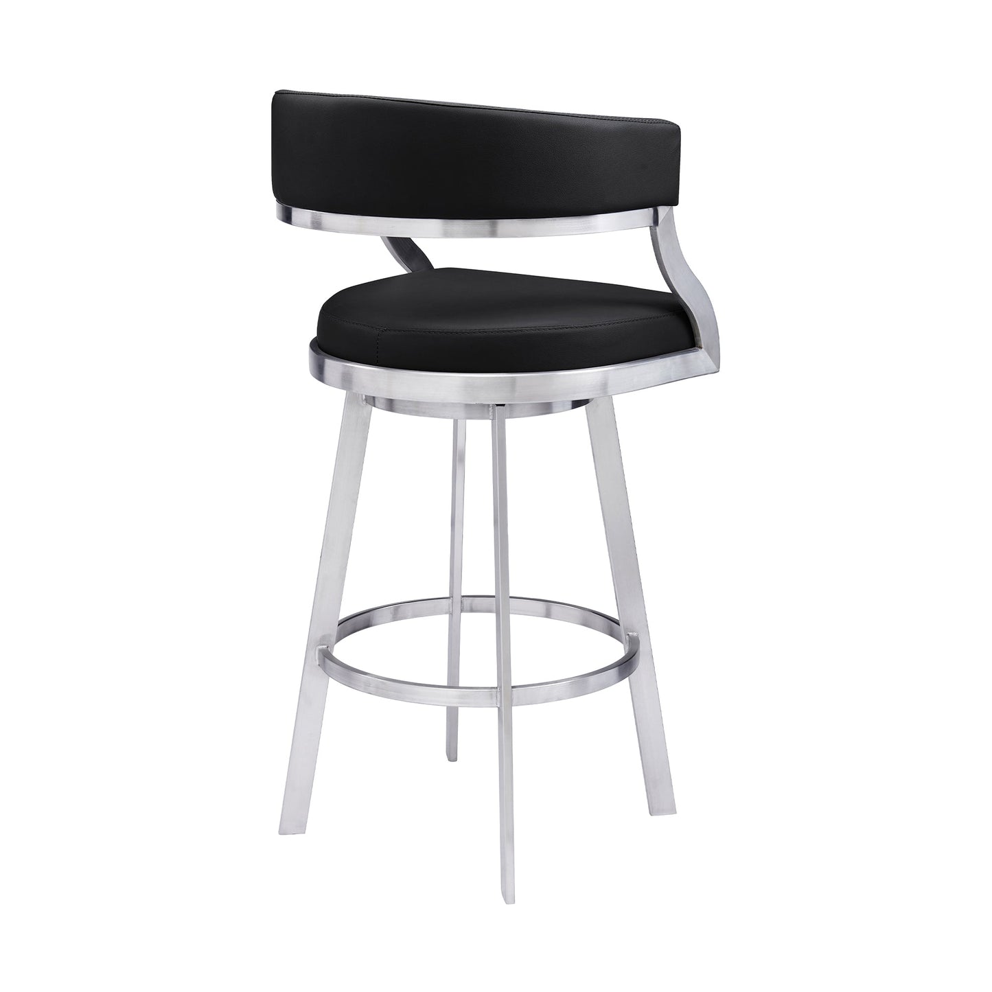 Dione Counter and Bar Height Swivel Barstool with Faux Leather and Metal Base