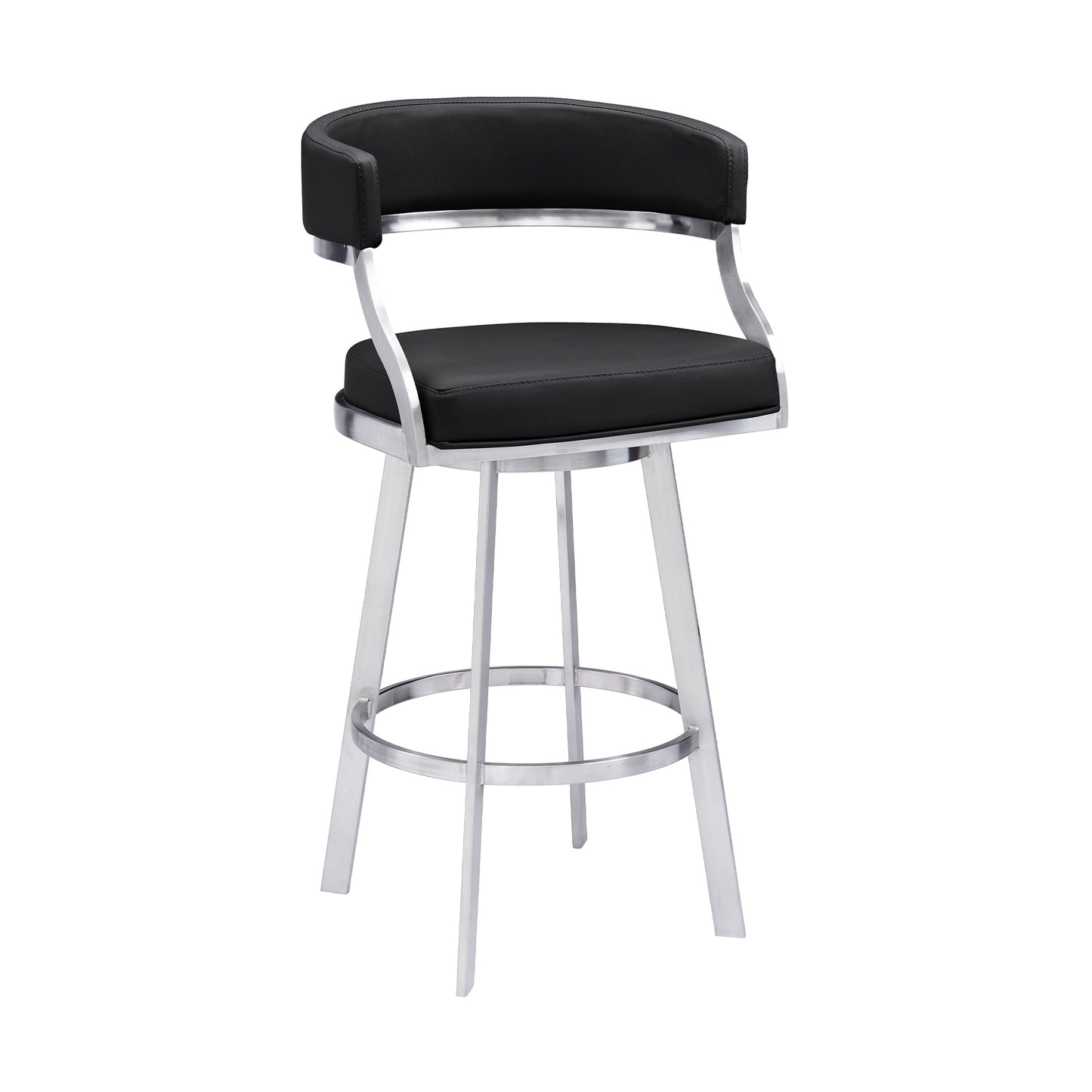 Dione Counter and Bar Height Swivel Barstool with Faux Leather and Metal Base